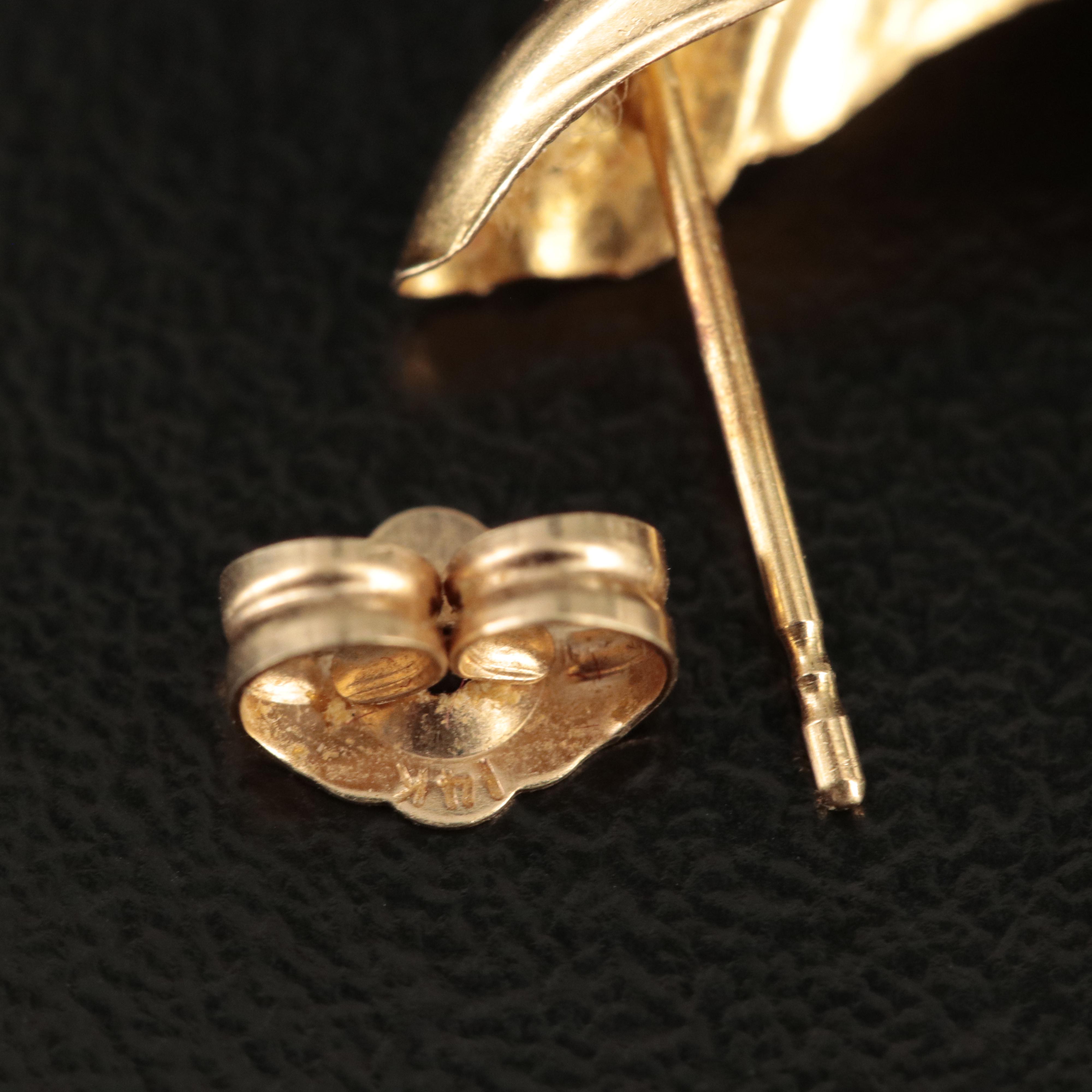 14K Dome Button and Fluted Earrings