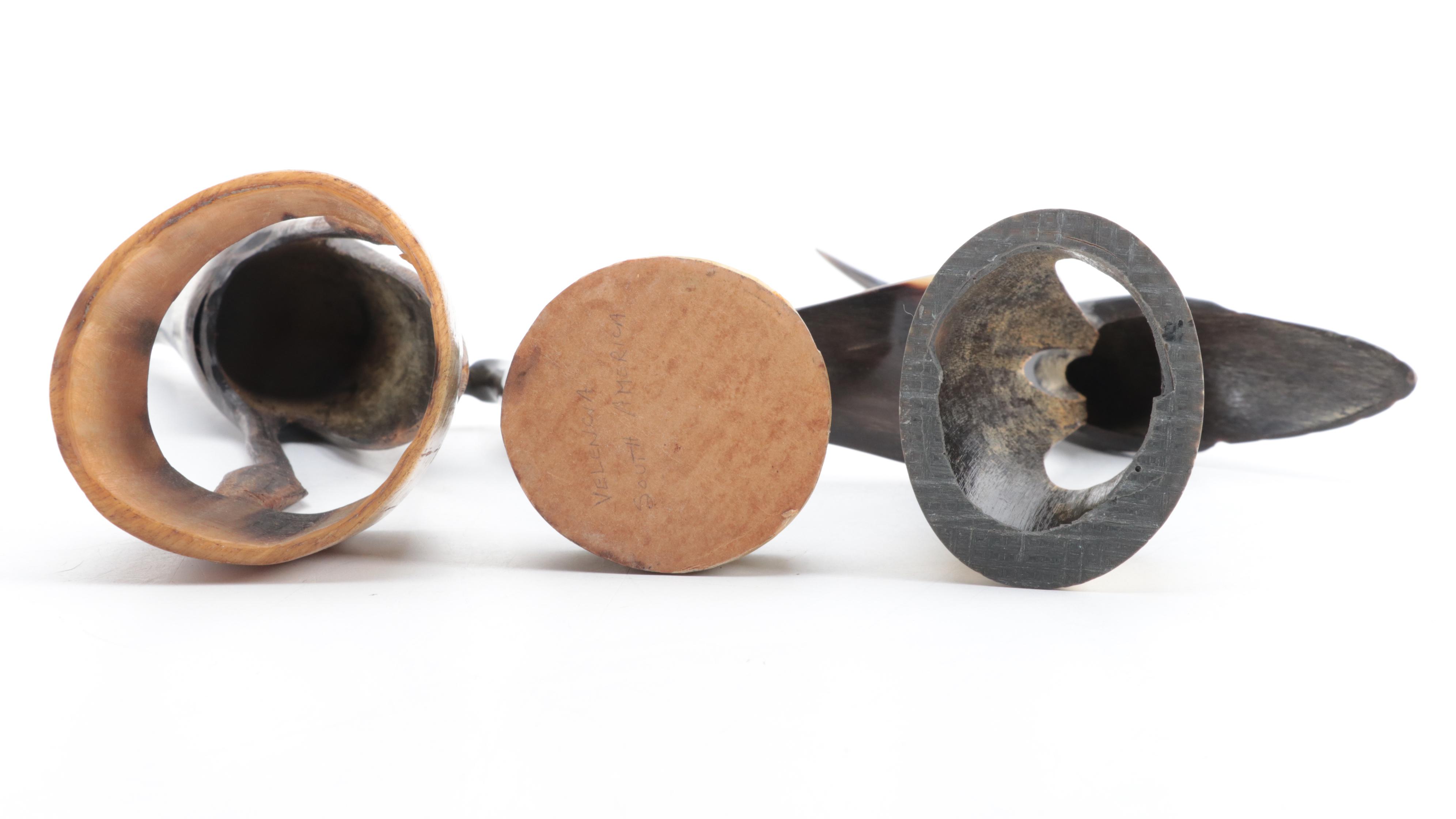 South American Carved Horn Bird Figurines