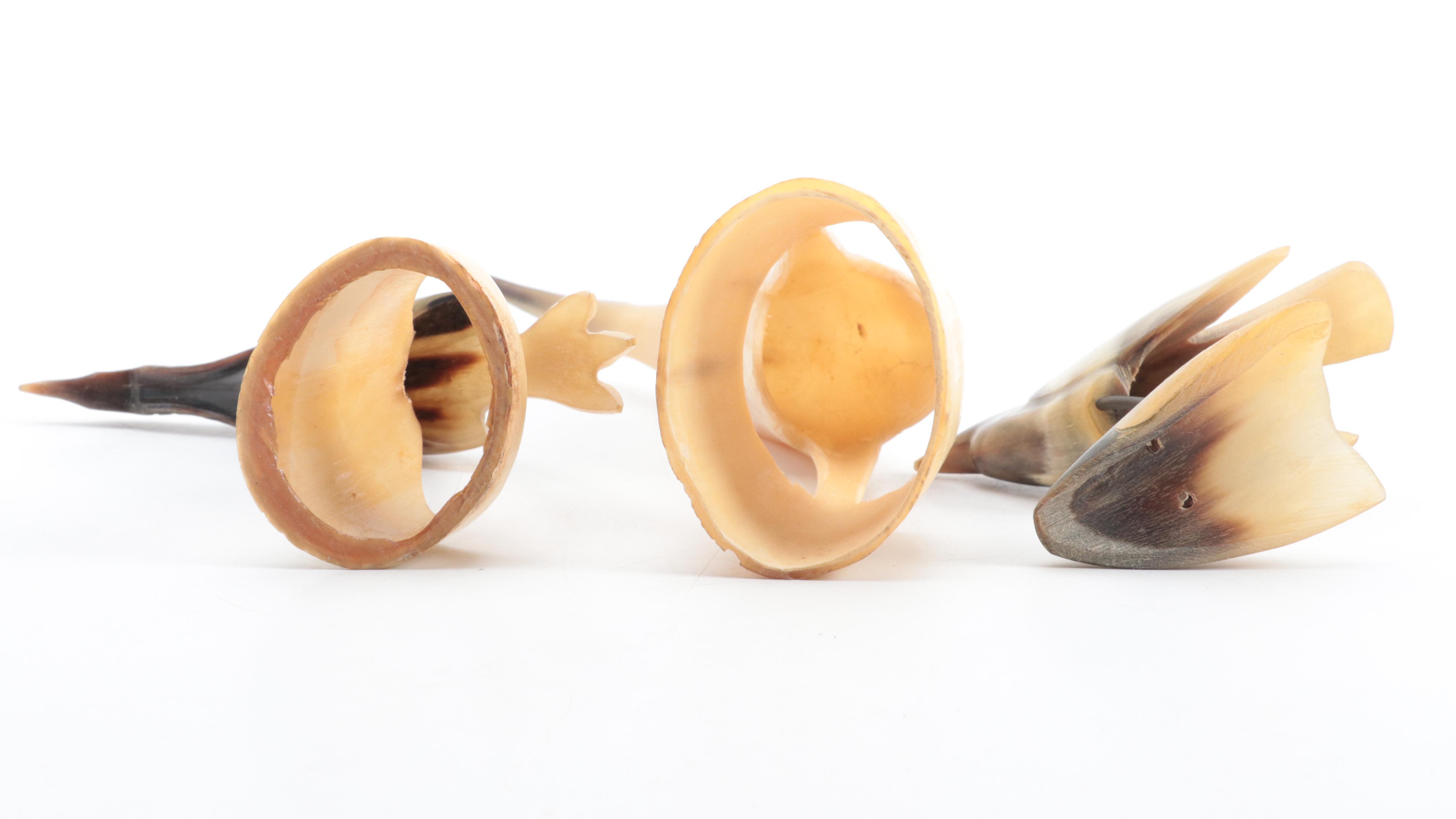 Hand-Carved Horn Bird Figurines