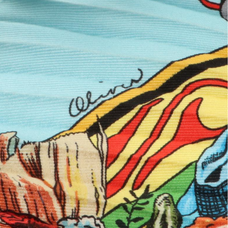 Hermès ''Kachinas'' Scarf 90 Plissé in Silk Twill with Box