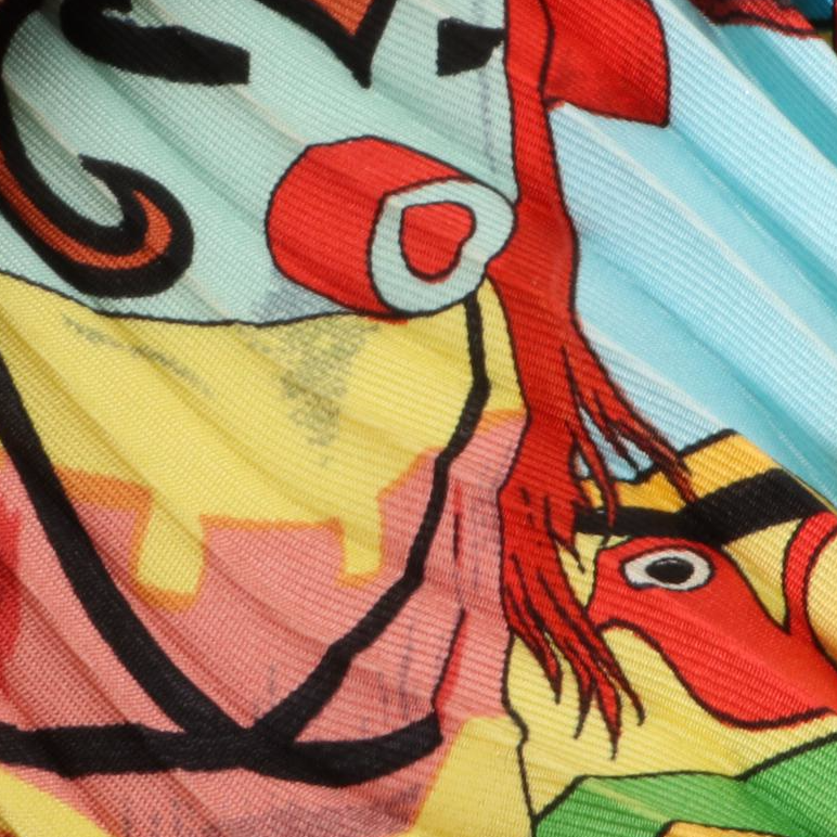 Hermès ''Kachinas'' Scarf 90 Plissé in Silk Twill with Box