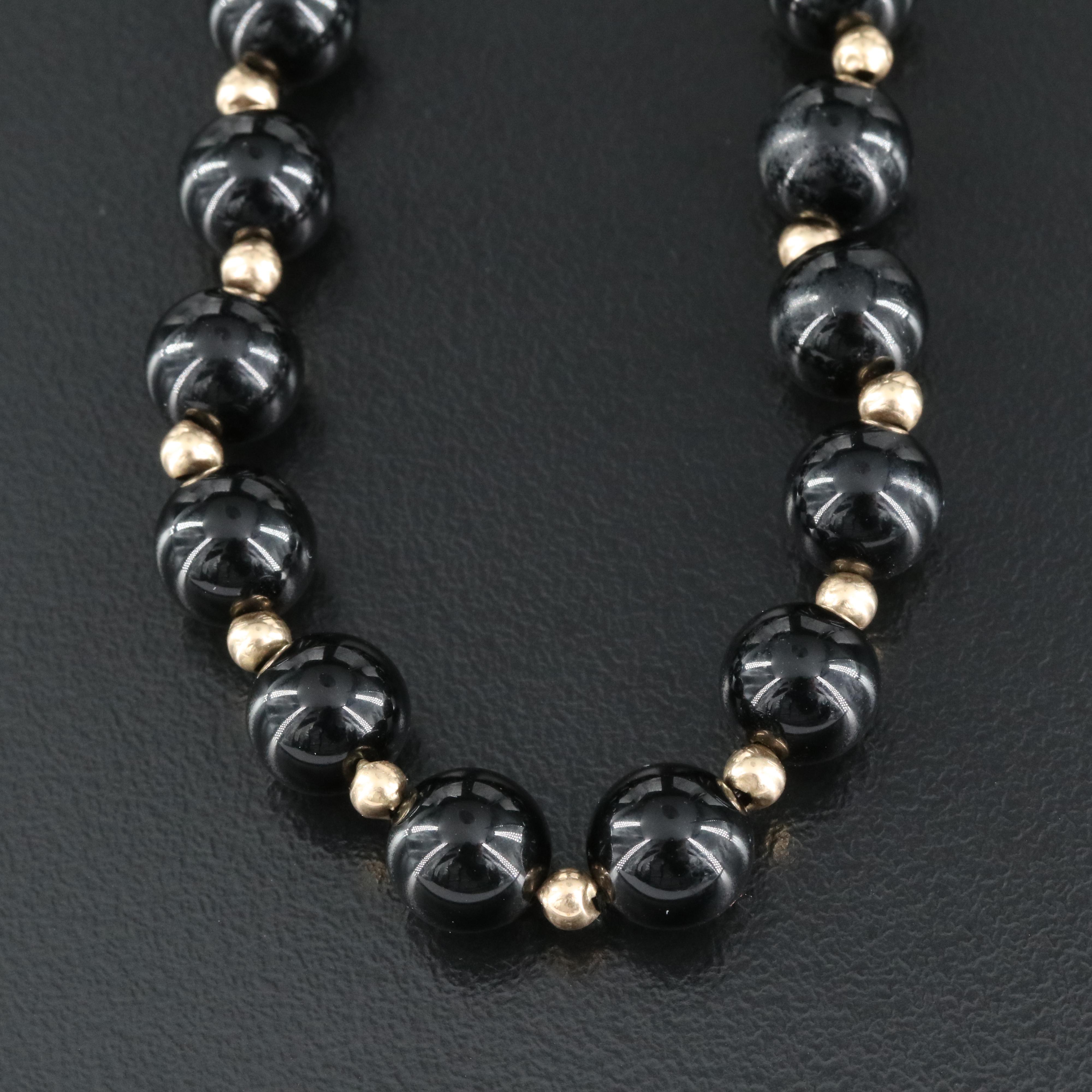 14K Onyx Bead Necklace