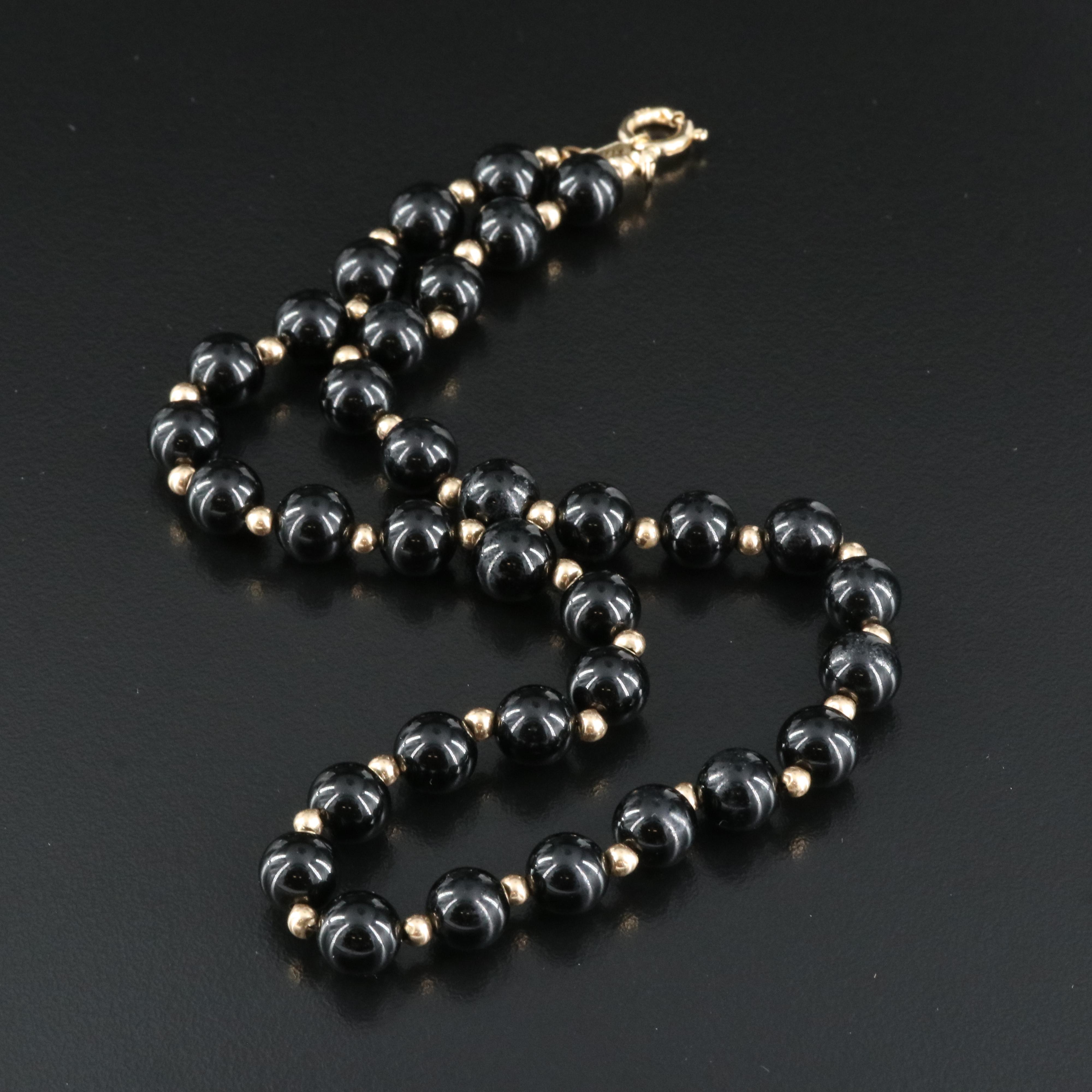 14K Onyx Bead Necklace