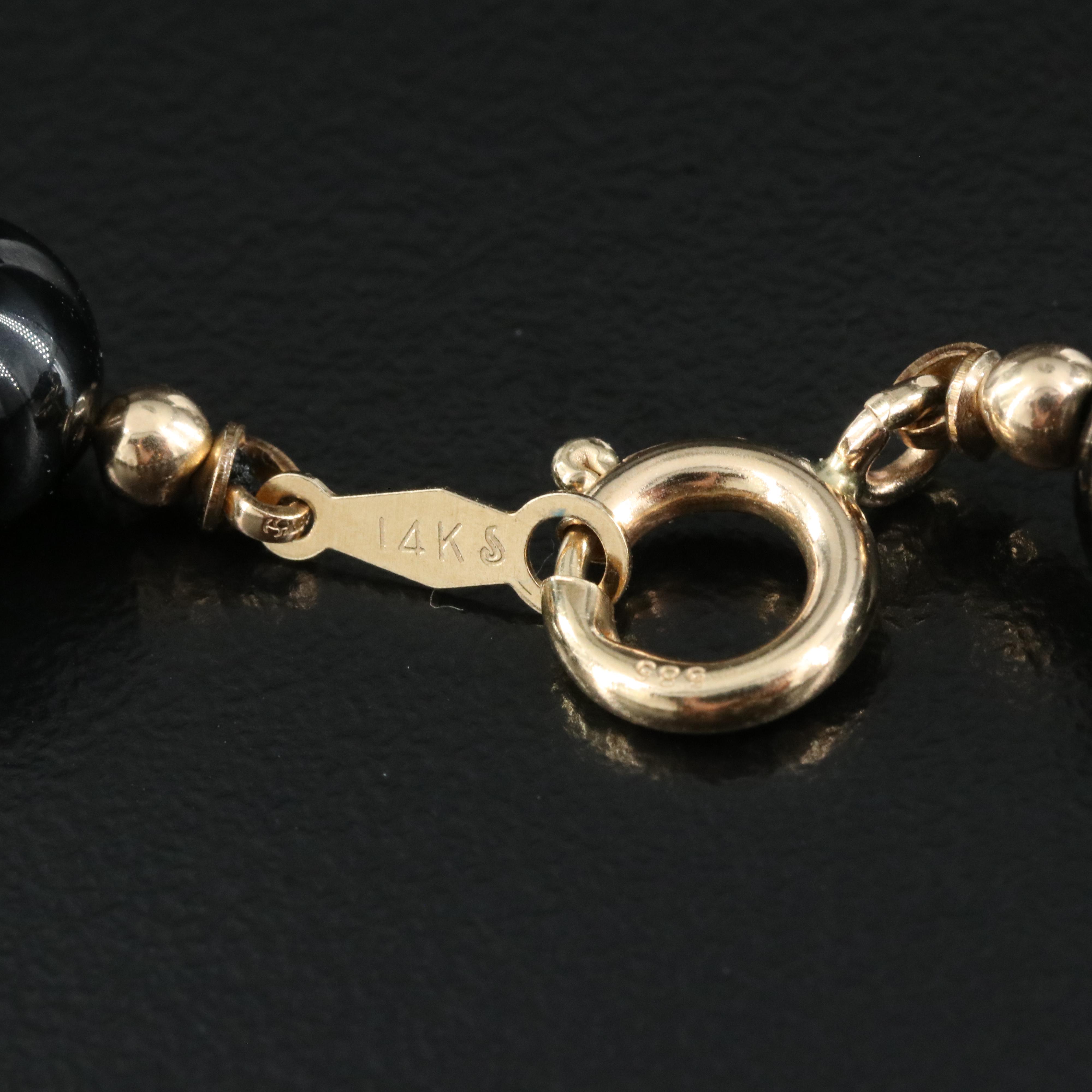 14K Onyx Bead Necklace