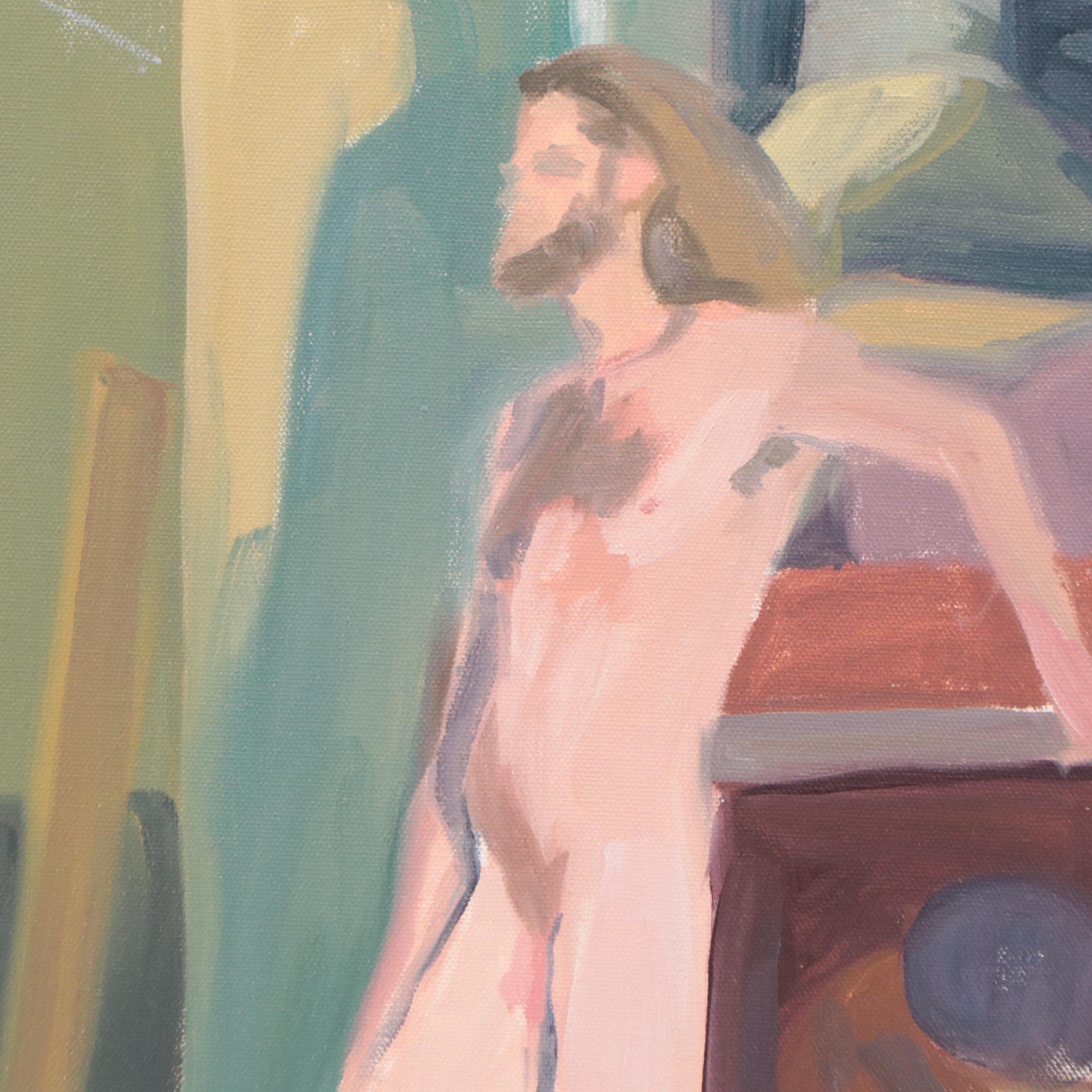 Katrina Halter Figurative Oil Painting of Standing Nude, 1991