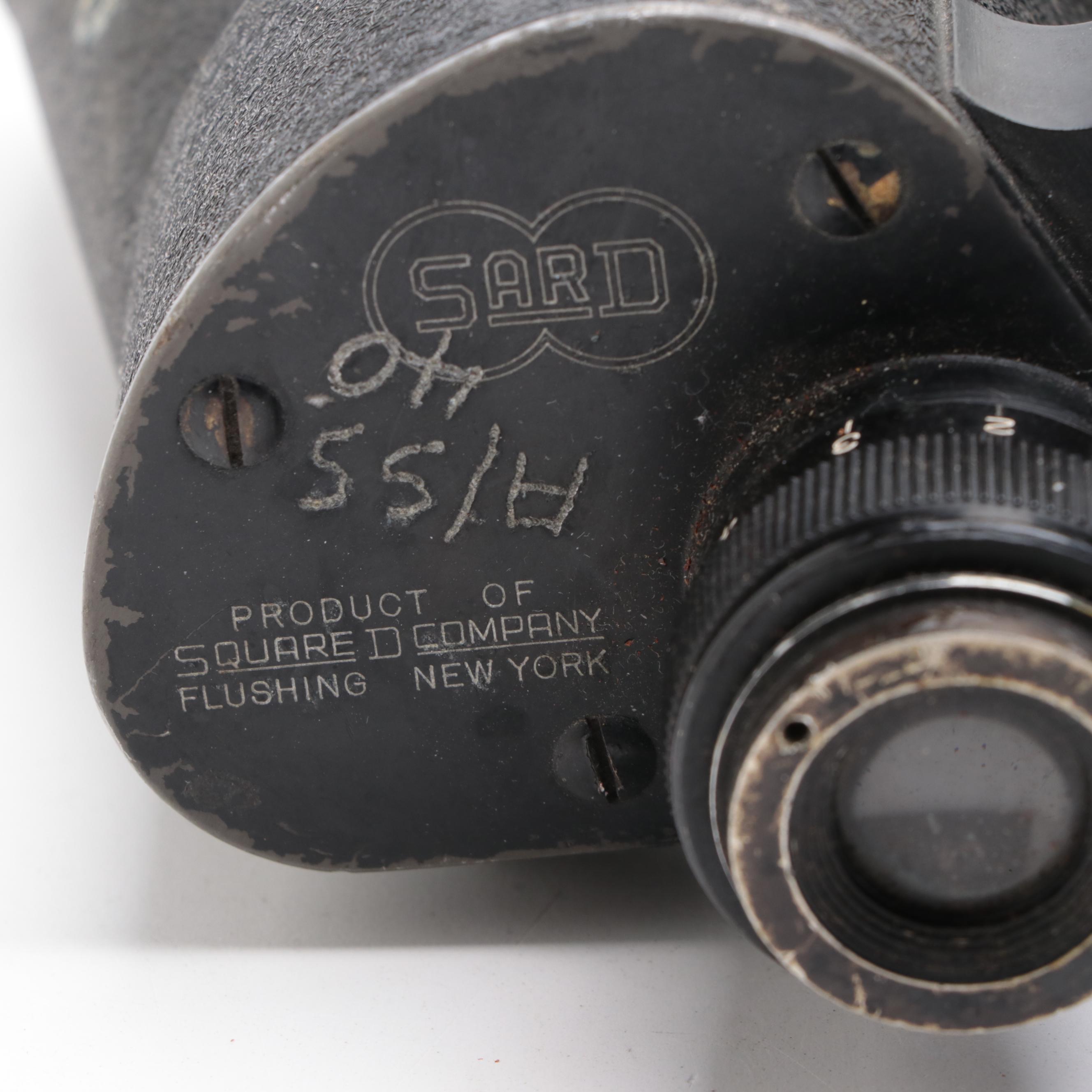 Square D for U. S. Navy Mark 21 Binoculars with Leather Case, Mid-20th Century