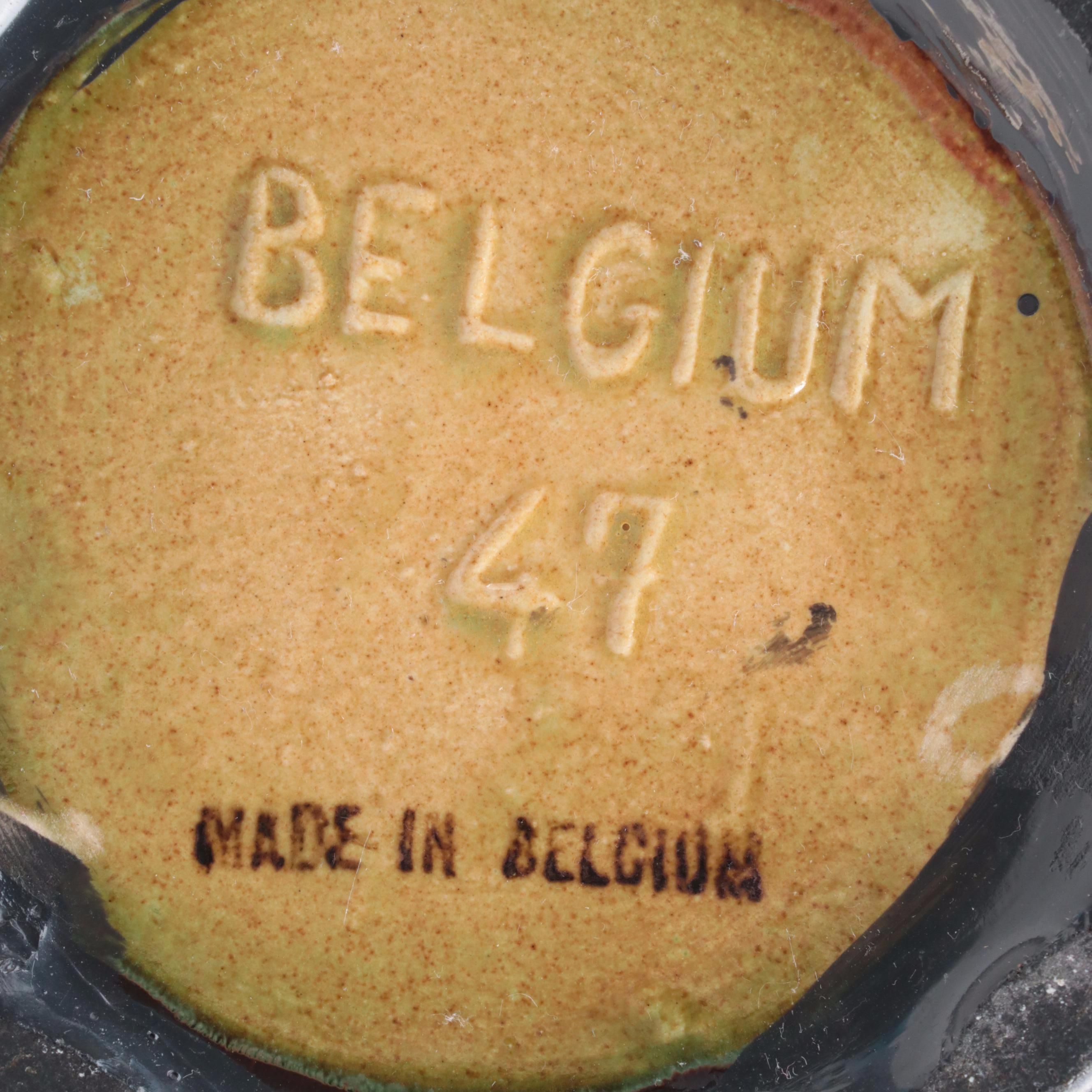 La Panne Belgian Glazed Ceramic Decorative Ewer, Mid-20th Century