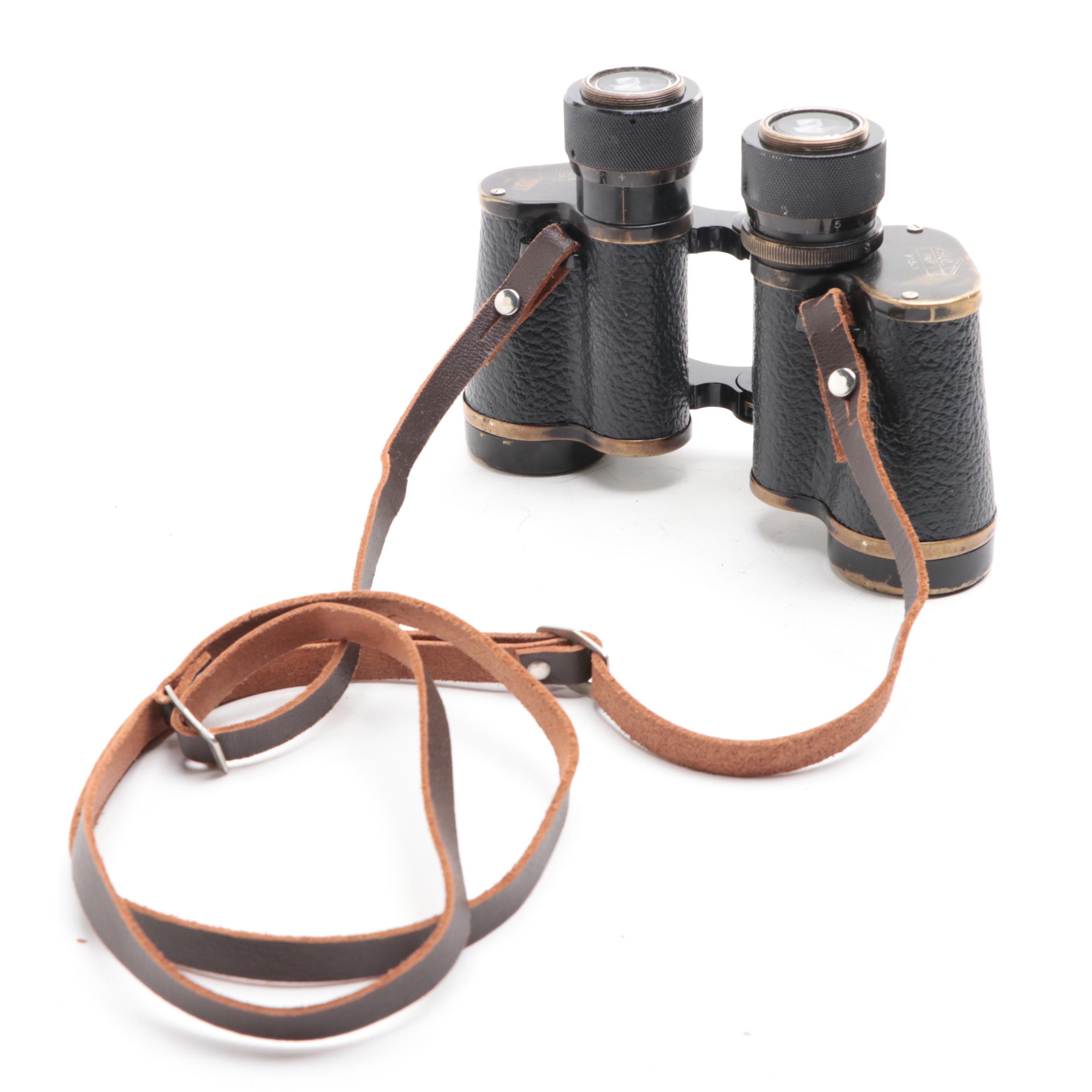 Huet Trinotix 8 x 30 Binoculars with Leather Case, Early to Mid-20th Century