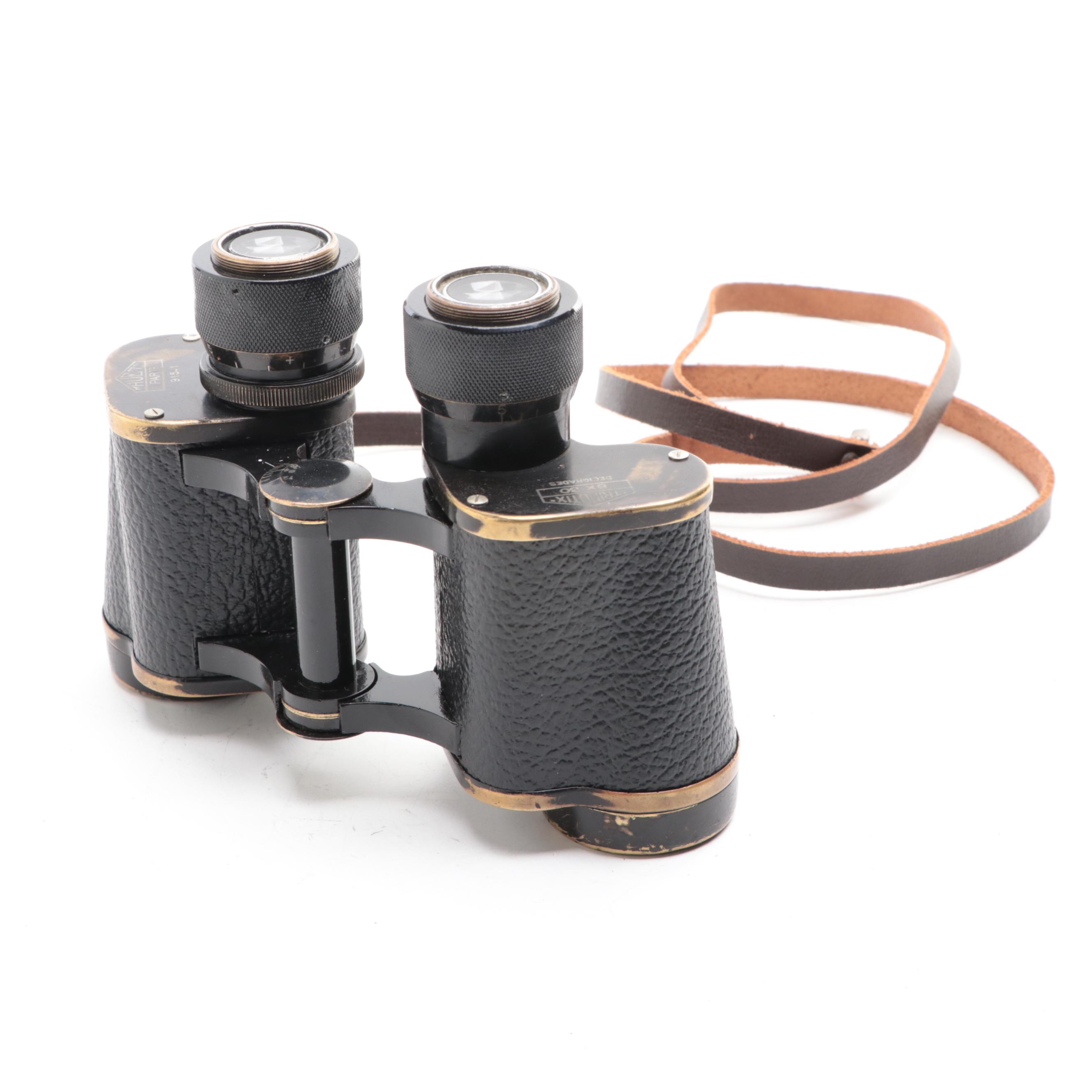 Huet Trinotix 8 x 30 Binoculars with Leather Case, Early to Mid-20th Century