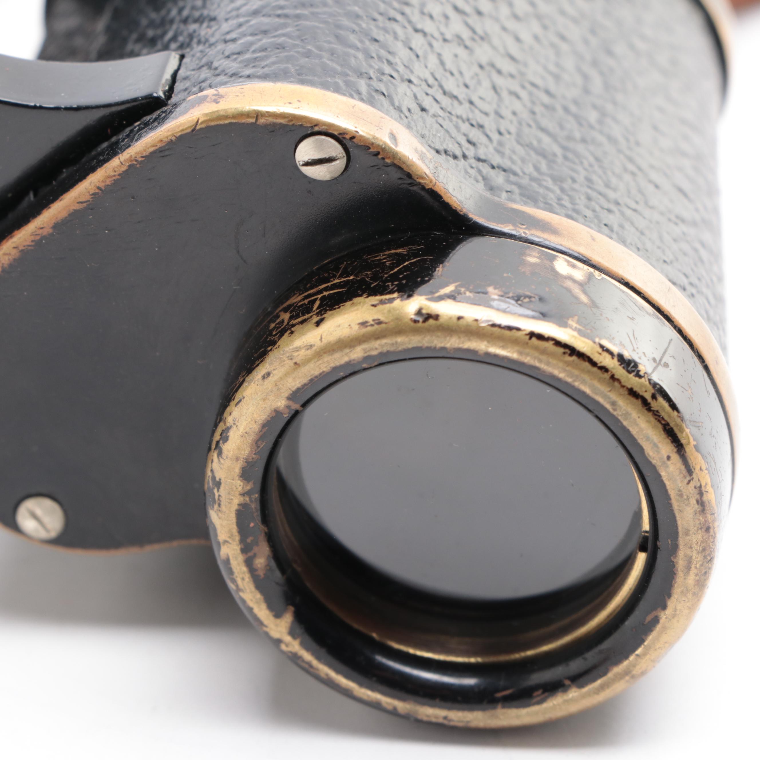 Huet Trinotix 8 x 30 Binoculars with Leather Case, Early to Mid-20th Century