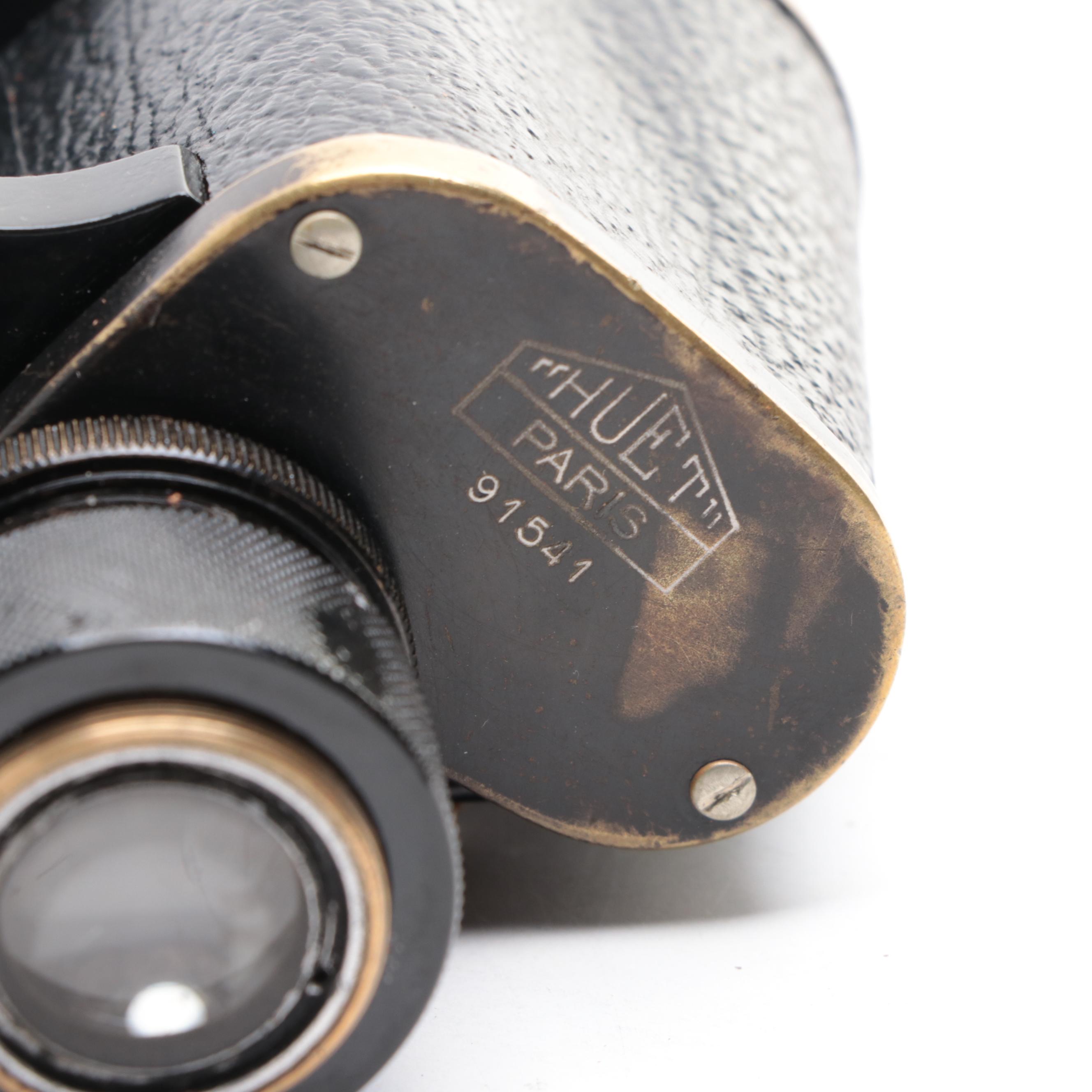 Huet Trinotix 8 x 30 Binoculars with Leather Case, Early to Mid-20th Century