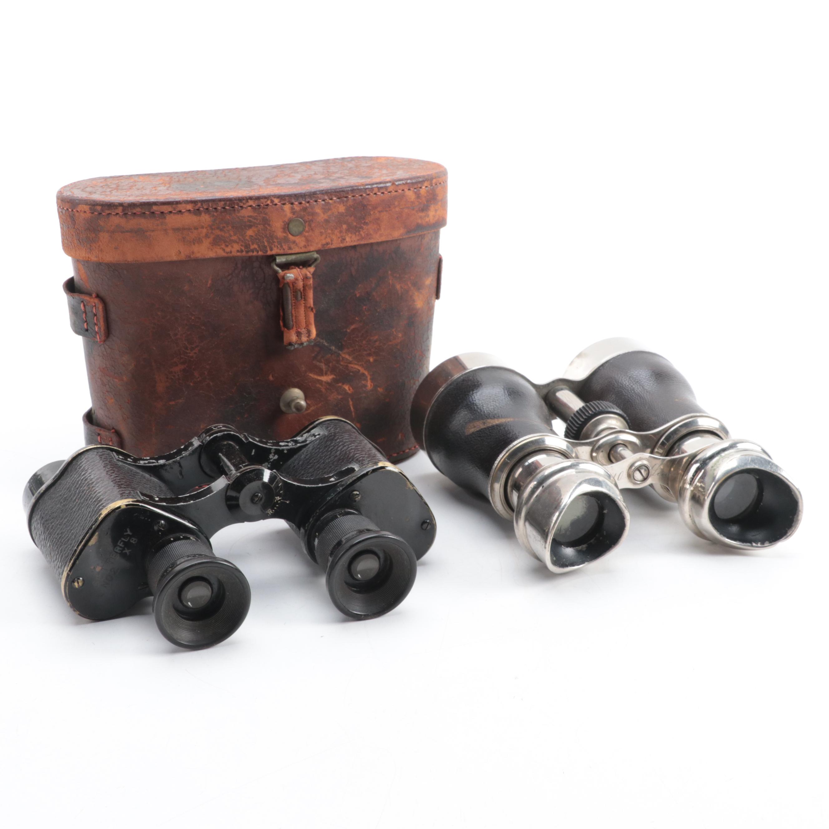 Butterfly Binoculars with Other French Chevalier Field Glasses