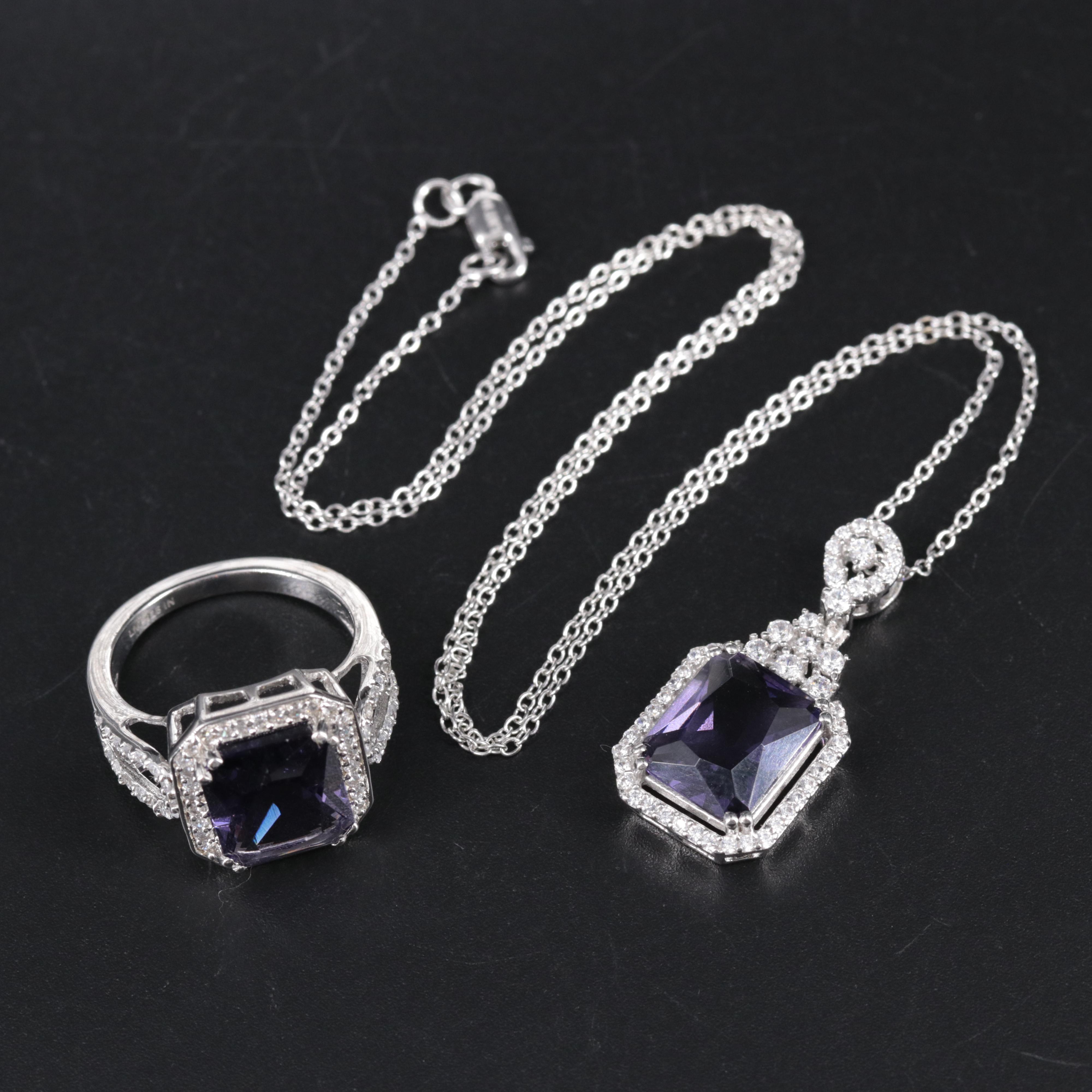 Sterling Silver Necklace and Ring Collection Including Gemstones