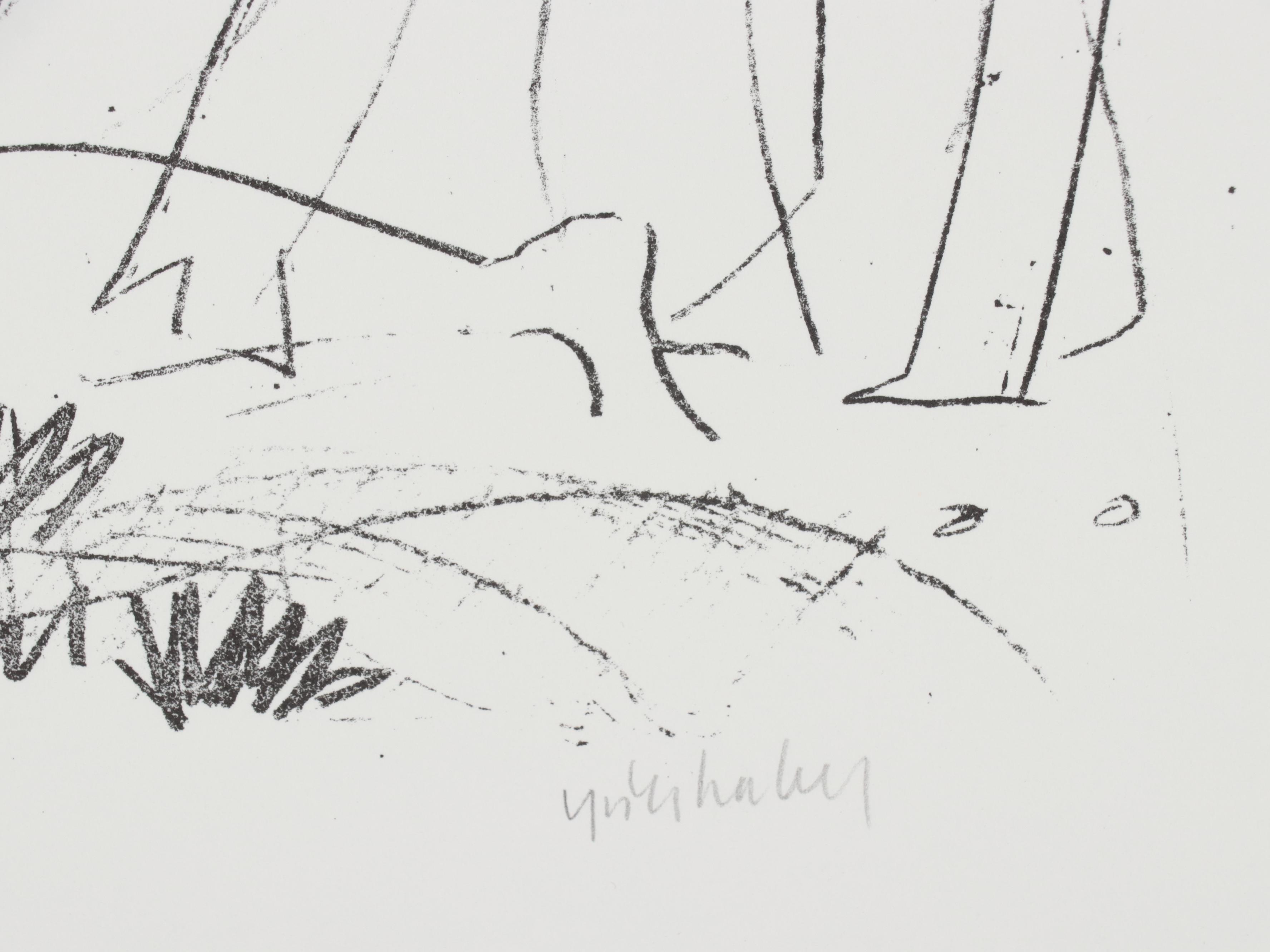 Abstract Geometric Figurative Lithograph