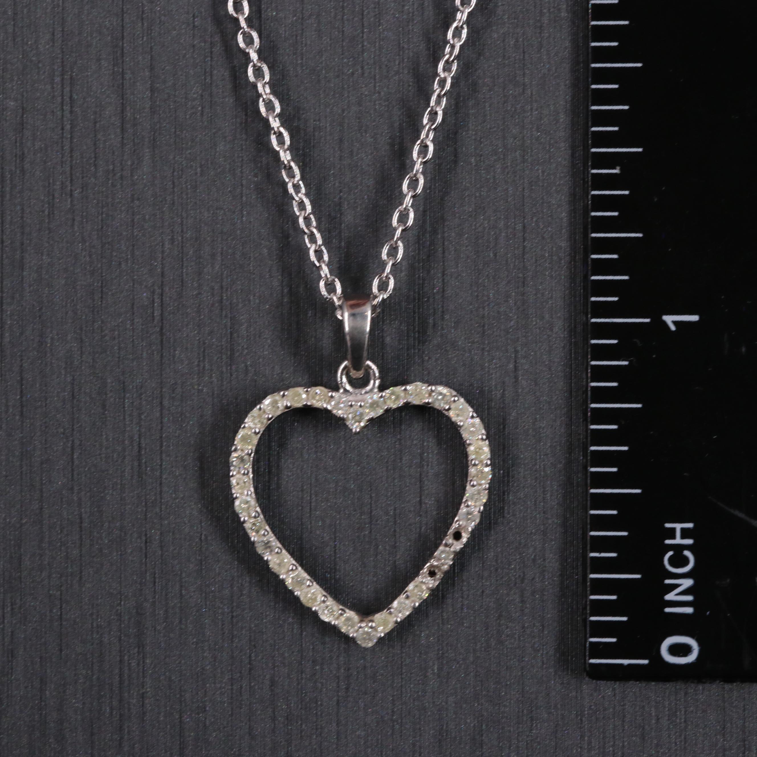 Sterling Silver Heart Shaped Necklace Including Diamonds
