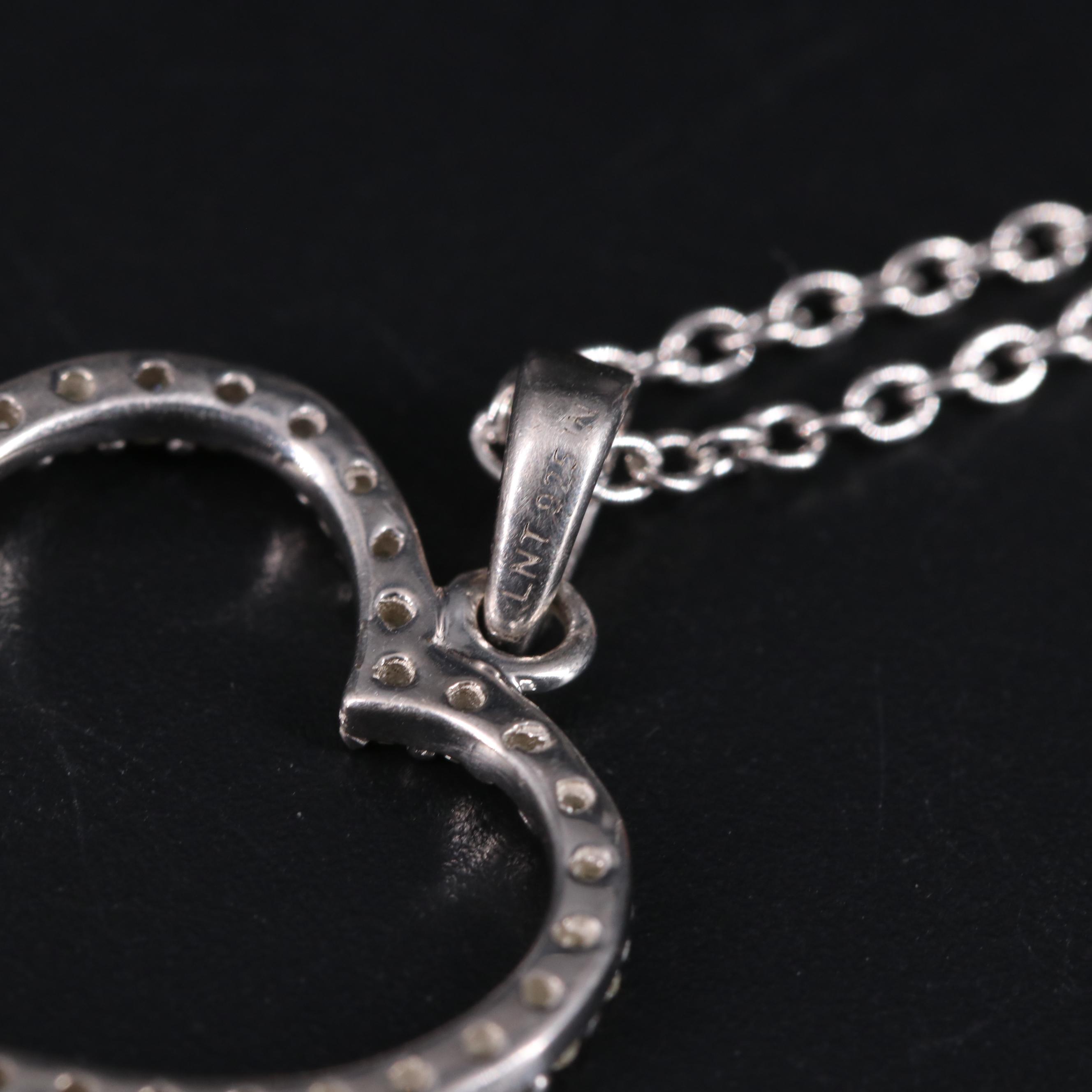 Sterling Silver Heart Shaped Necklace Including Diamonds