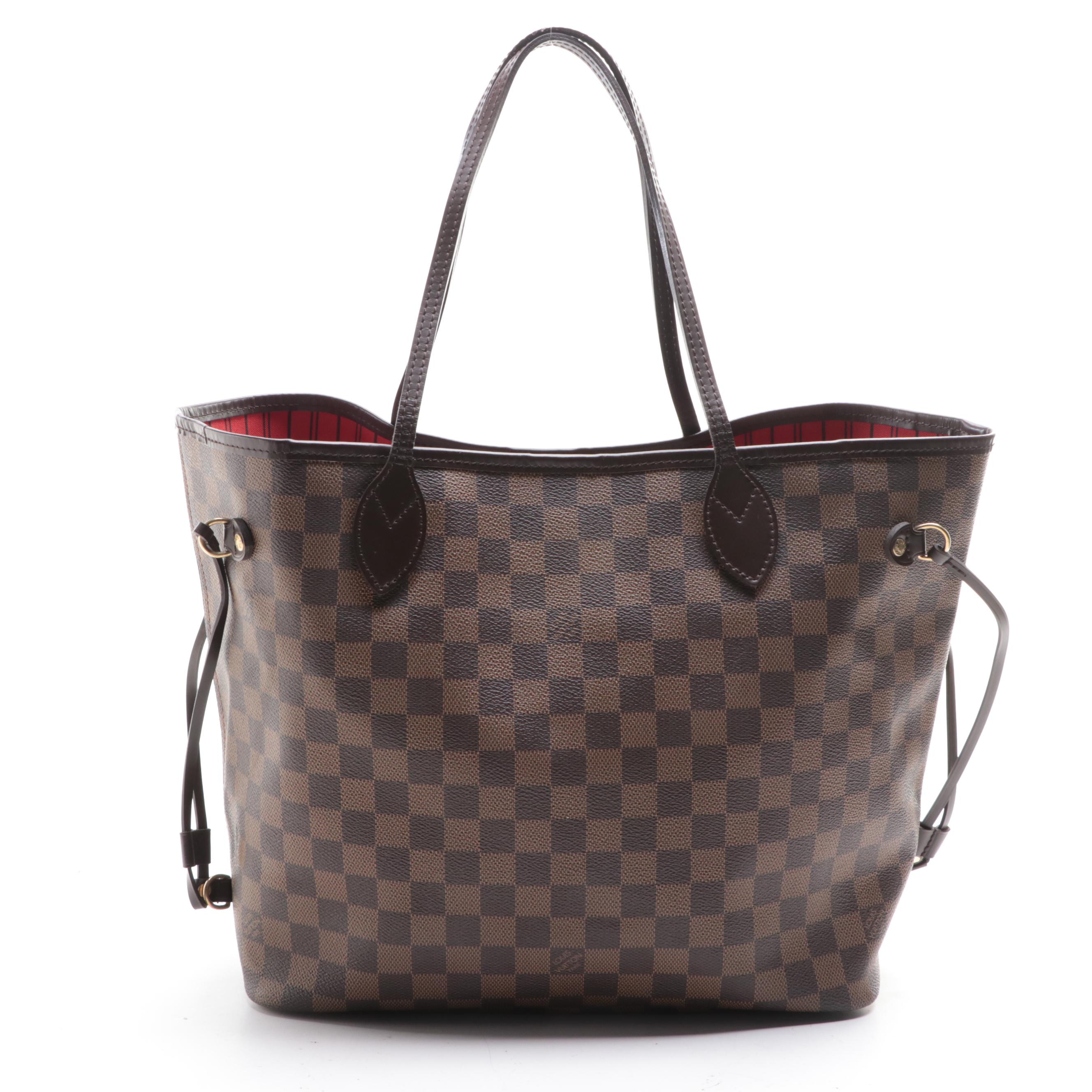 Louis Vuitton Neverfull MM in Damier Ebene Canvas and Dark Brown Leather