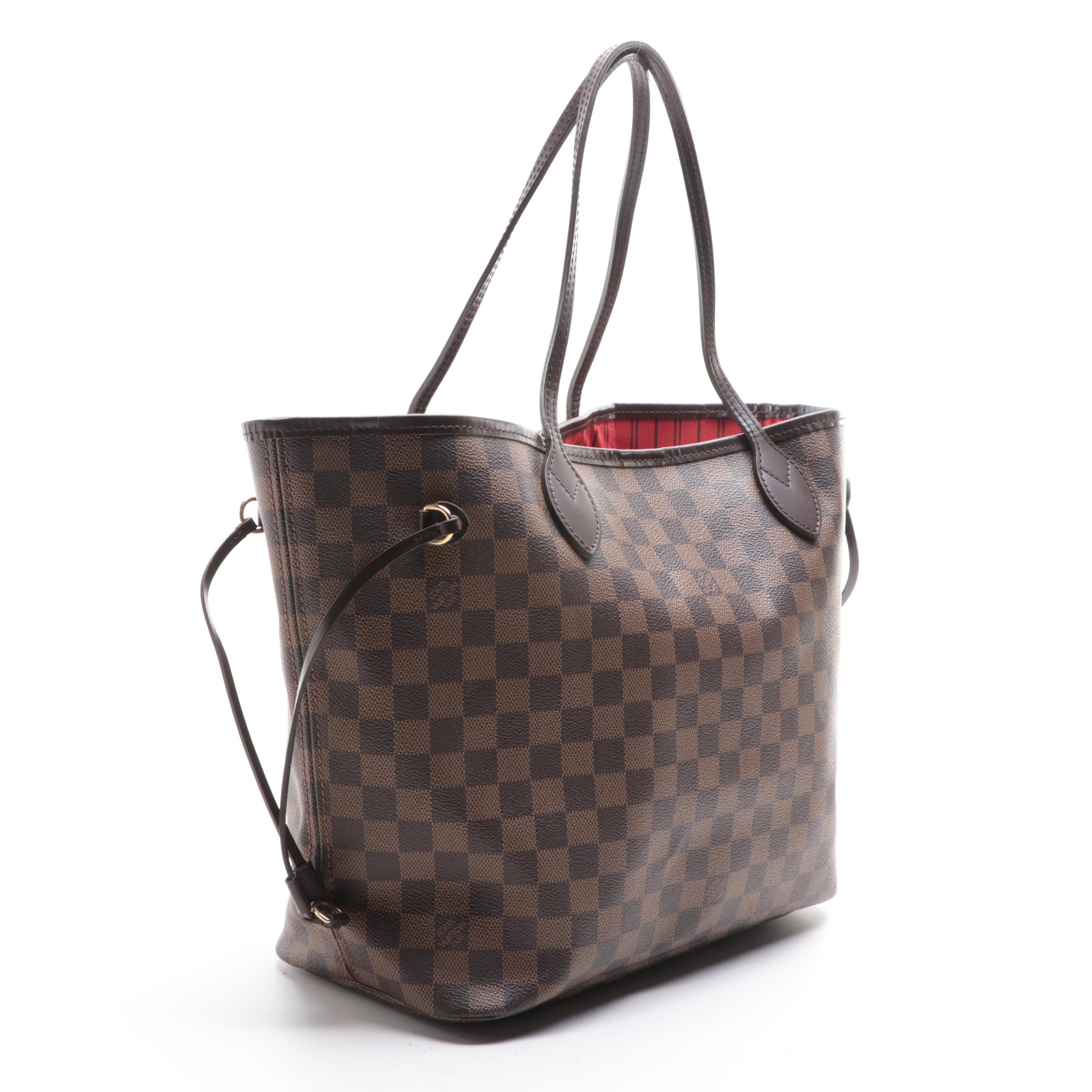 Louis Vuitton Neverfull MM in Damier Ebene Canvas and Dark Brown Leather
