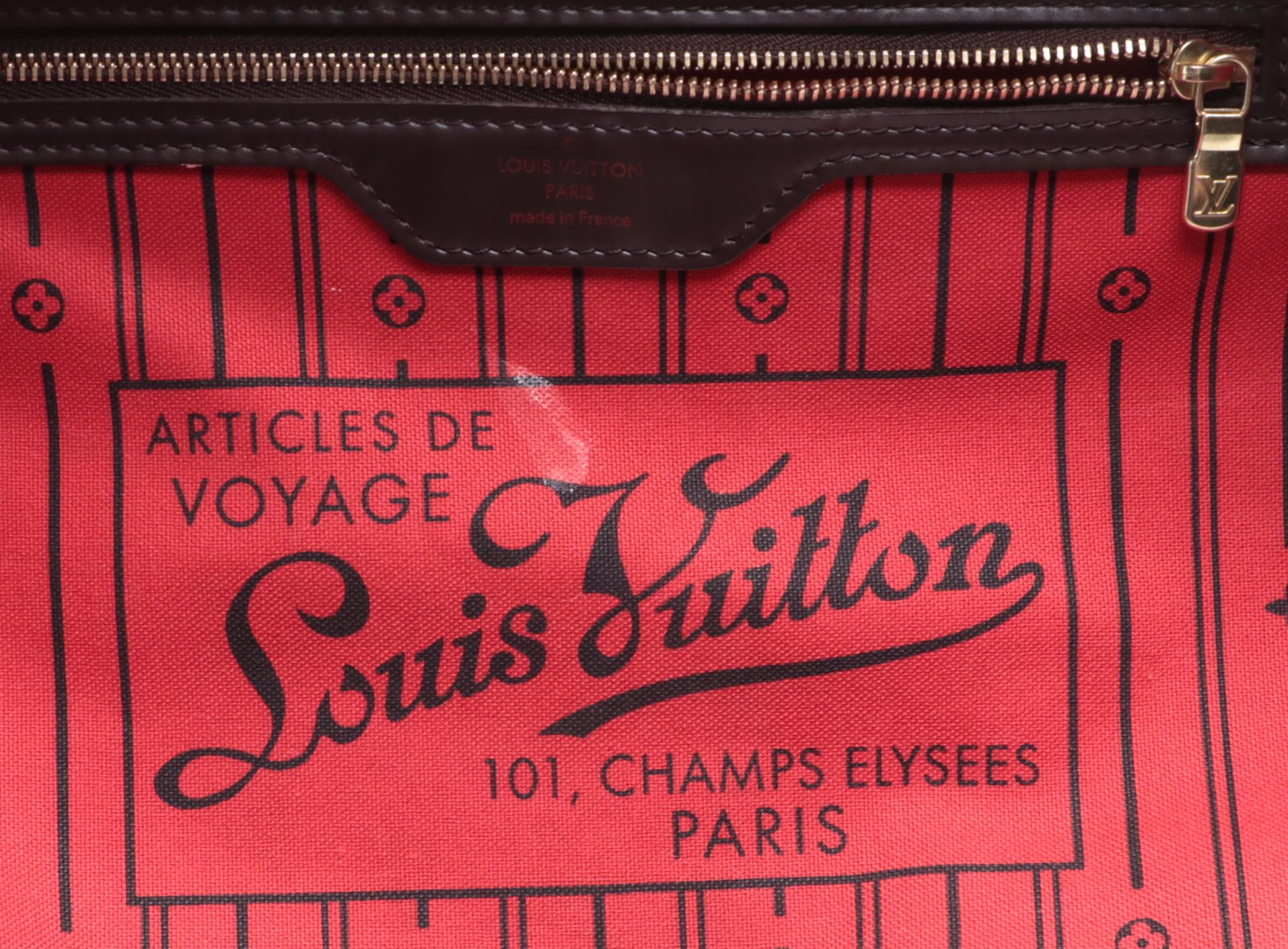 Louis Vuitton Neverfull MM in Damier Ebene Canvas and Dark Brown Leather