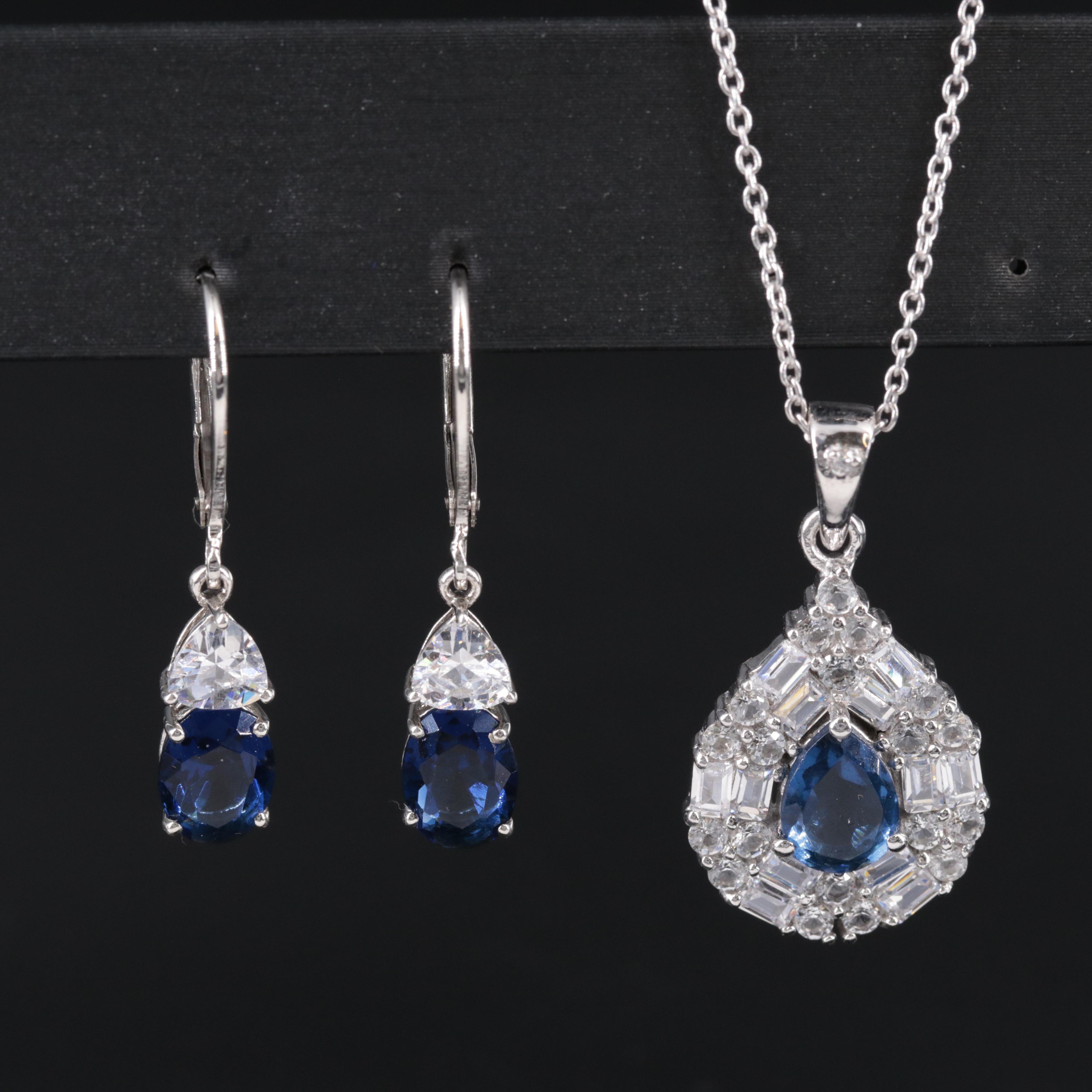 Sterling Silver Sapphire Necklace and Earring Collection