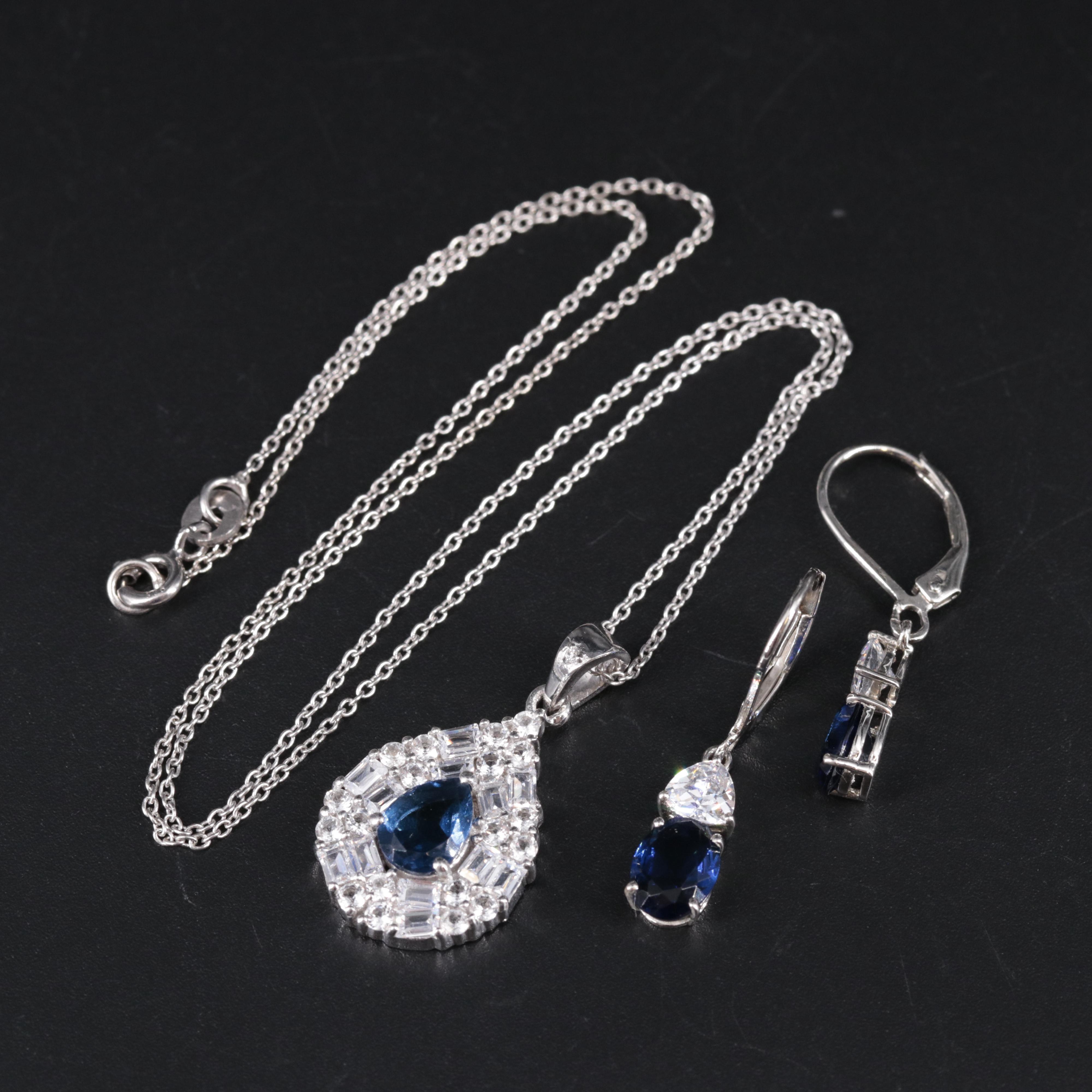 Sterling Silver Sapphire Necklace and Earring Collection