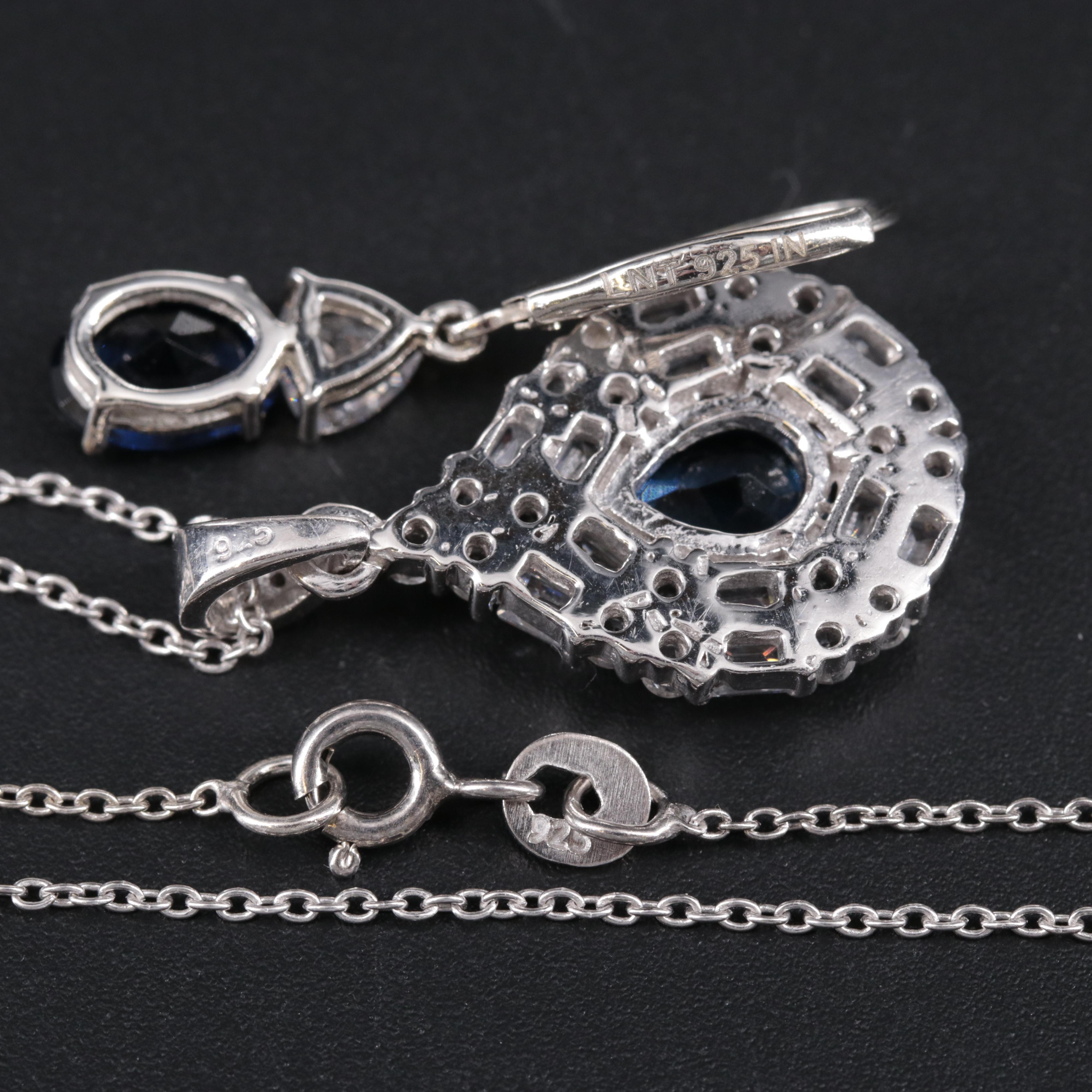 Sterling Silver Sapphire Necklace and Earring Collection