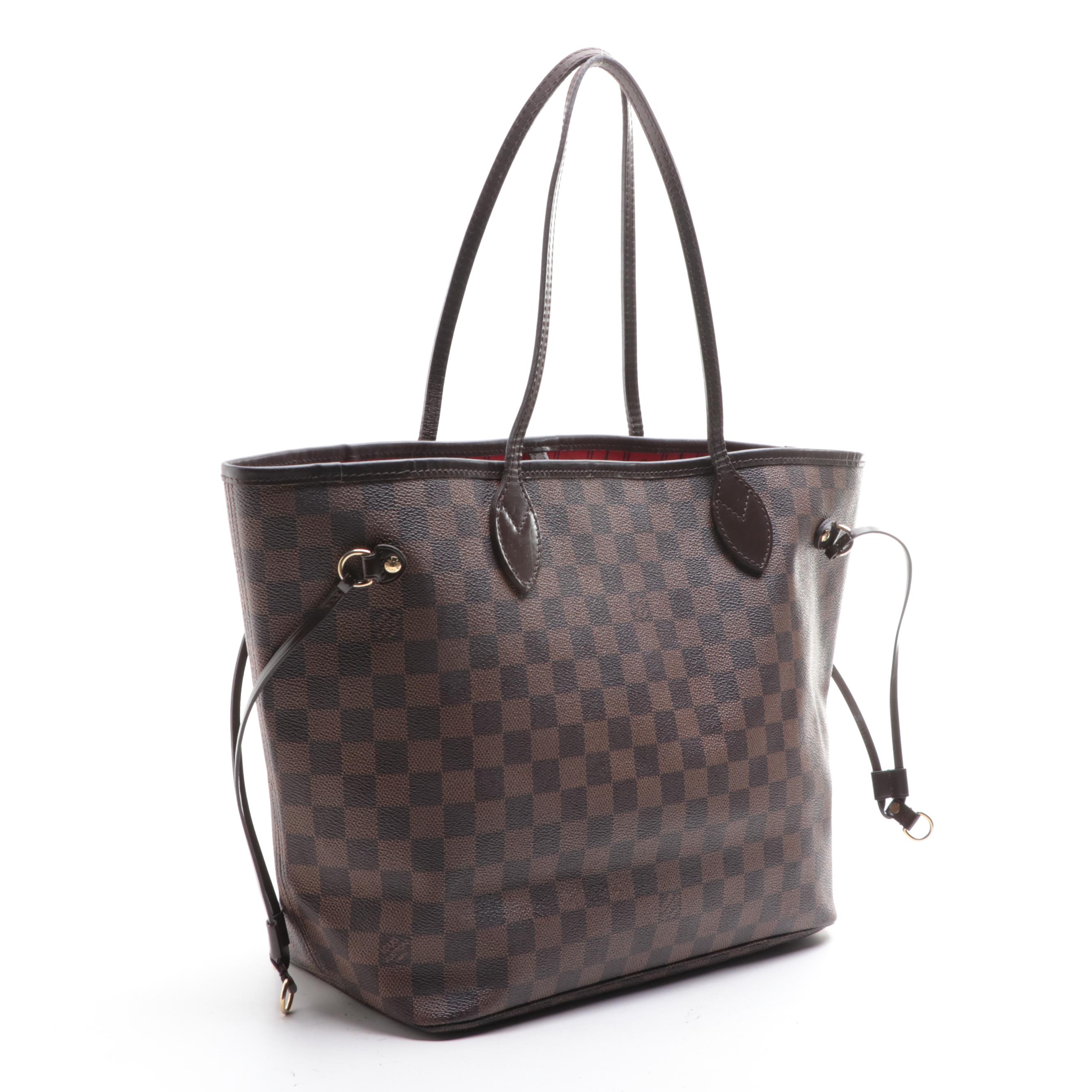 Louis Vuitton Neverfull MM in Damier Ebene Canvas and Dark Brown Leather