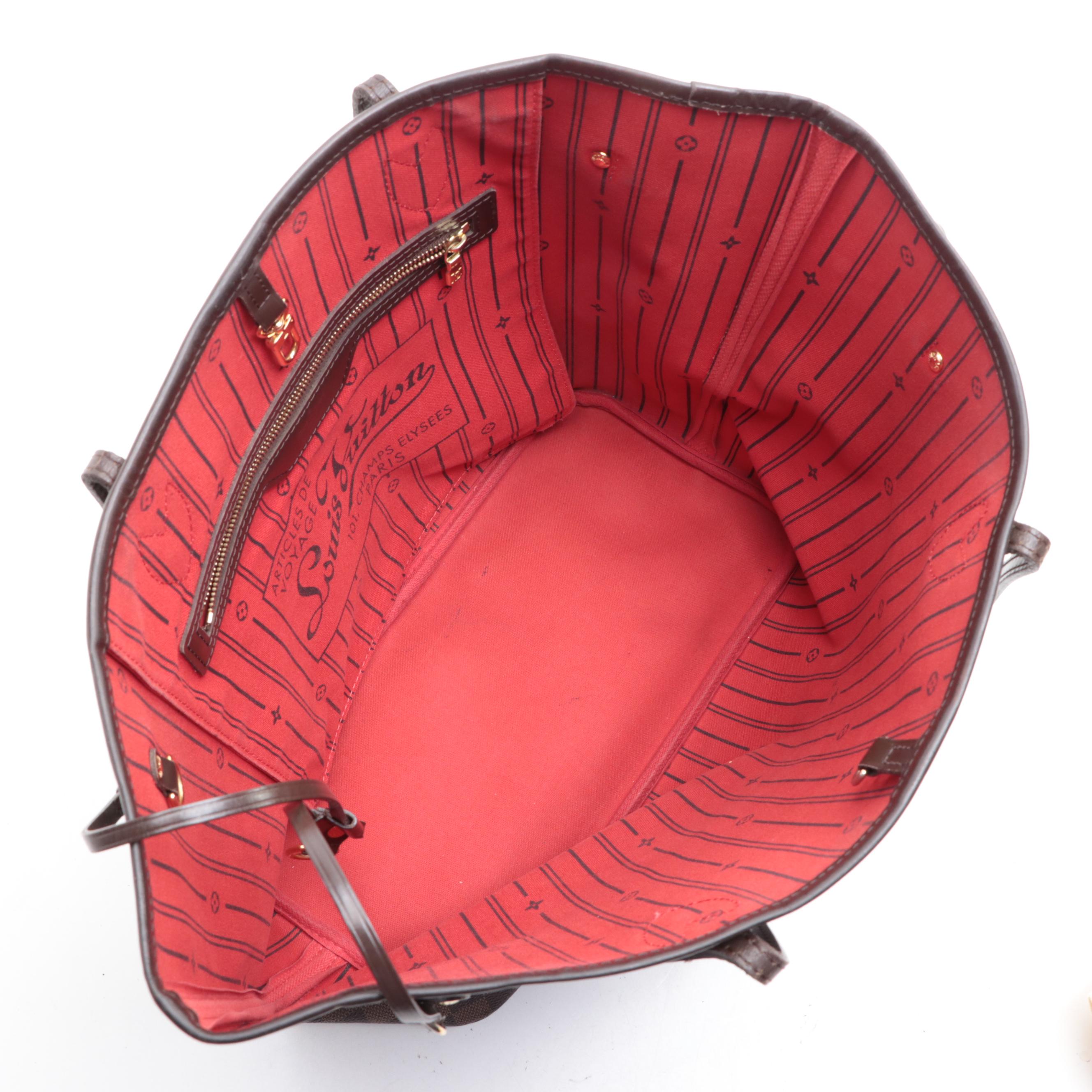 Louis Vuitton Neverfull MM in Damier Ebene Canvas and Dark Brown Leather