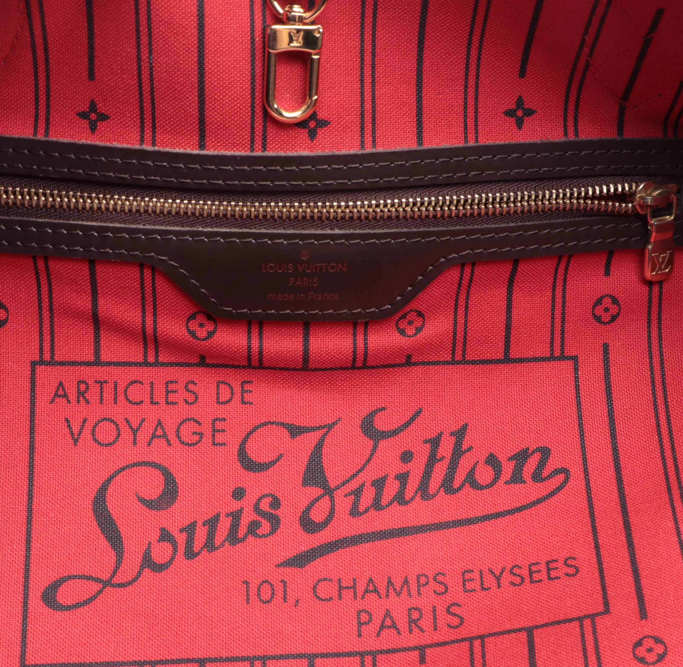 Louis Vuitton Neverfull MM in Damier Ebene Canvas and Dark Brown Leather