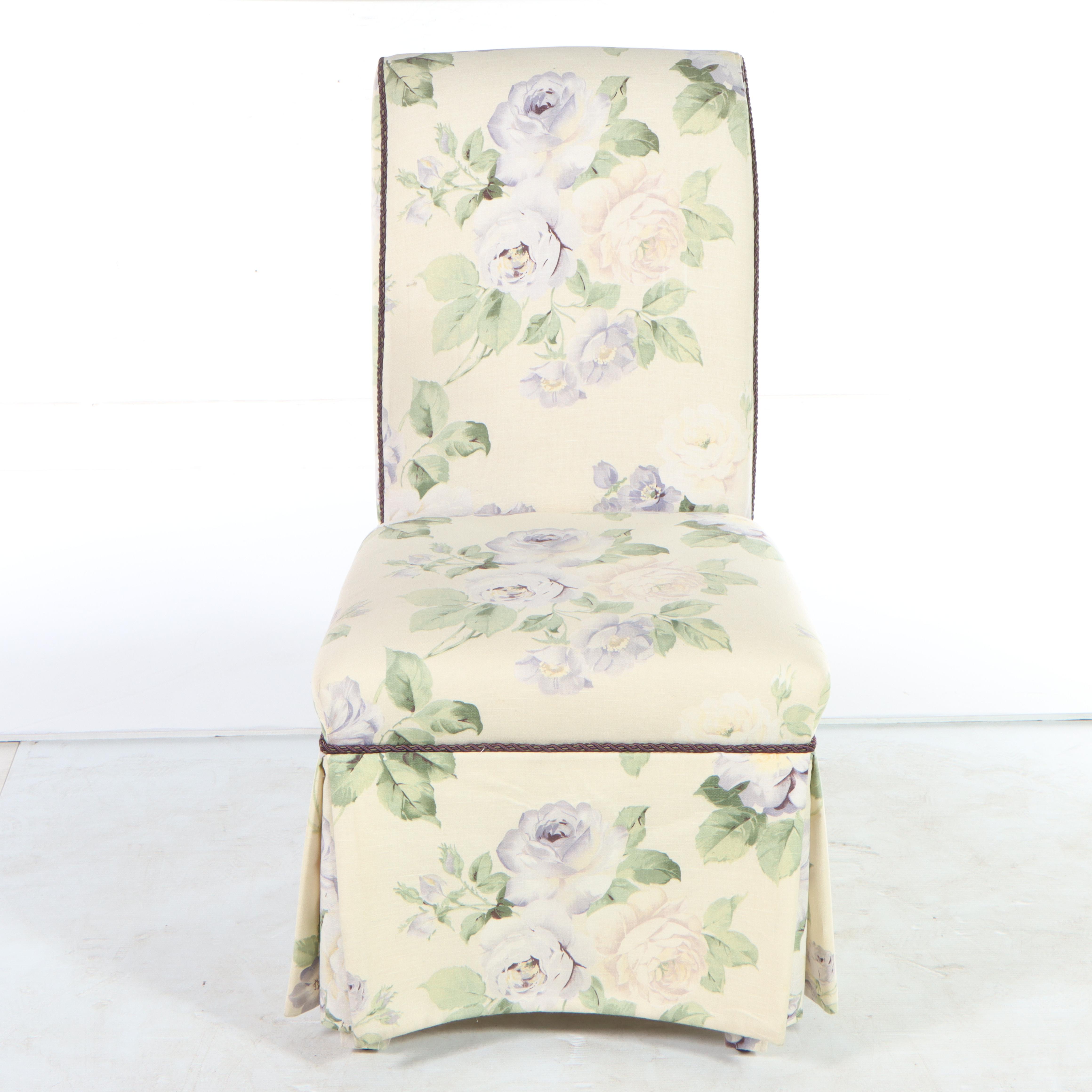 Custom-Upholstered Floral Slipper Chair