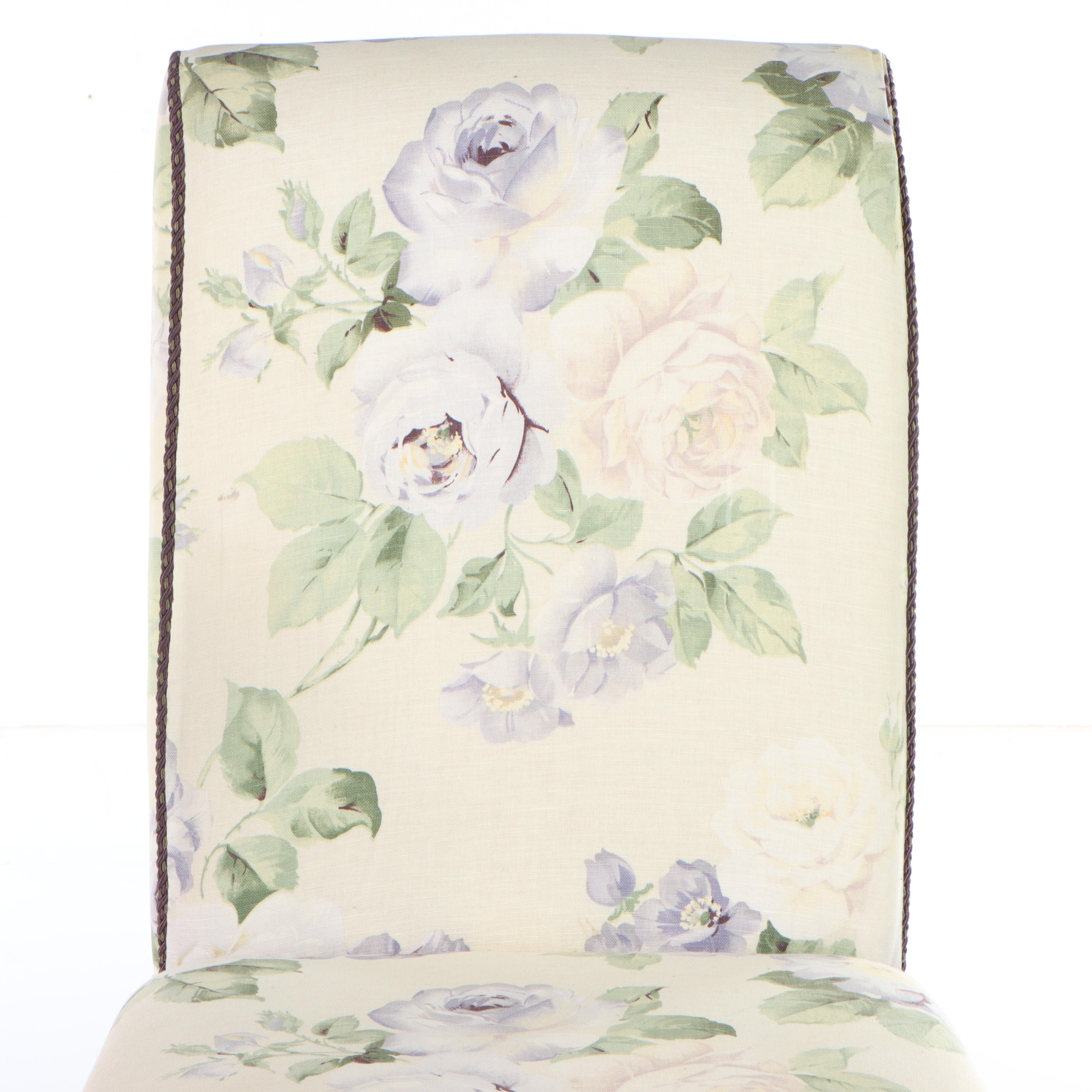 Custom-Upholstered Floral Slipper Chair
