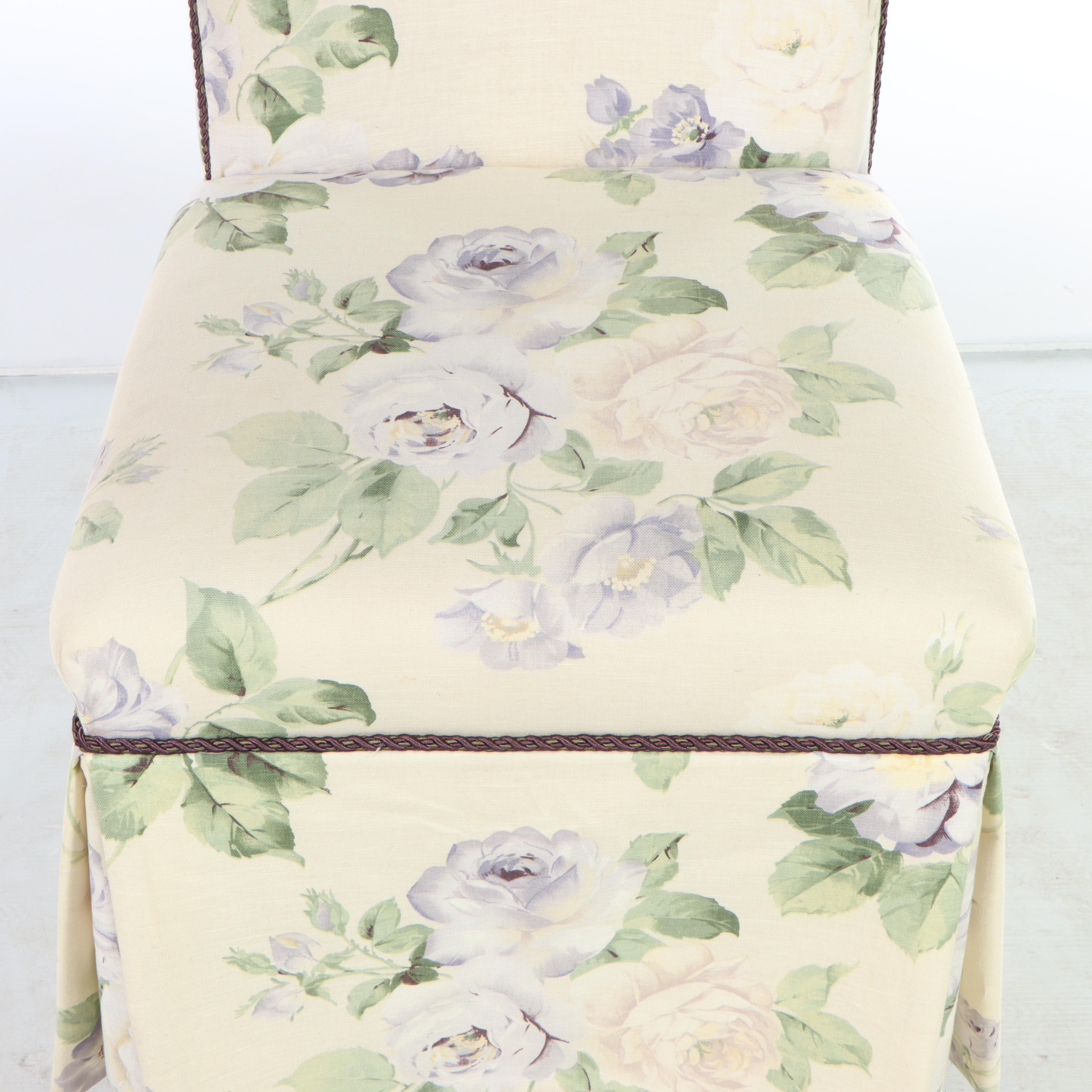 Custom-Upholstered Floral Slipper Chair