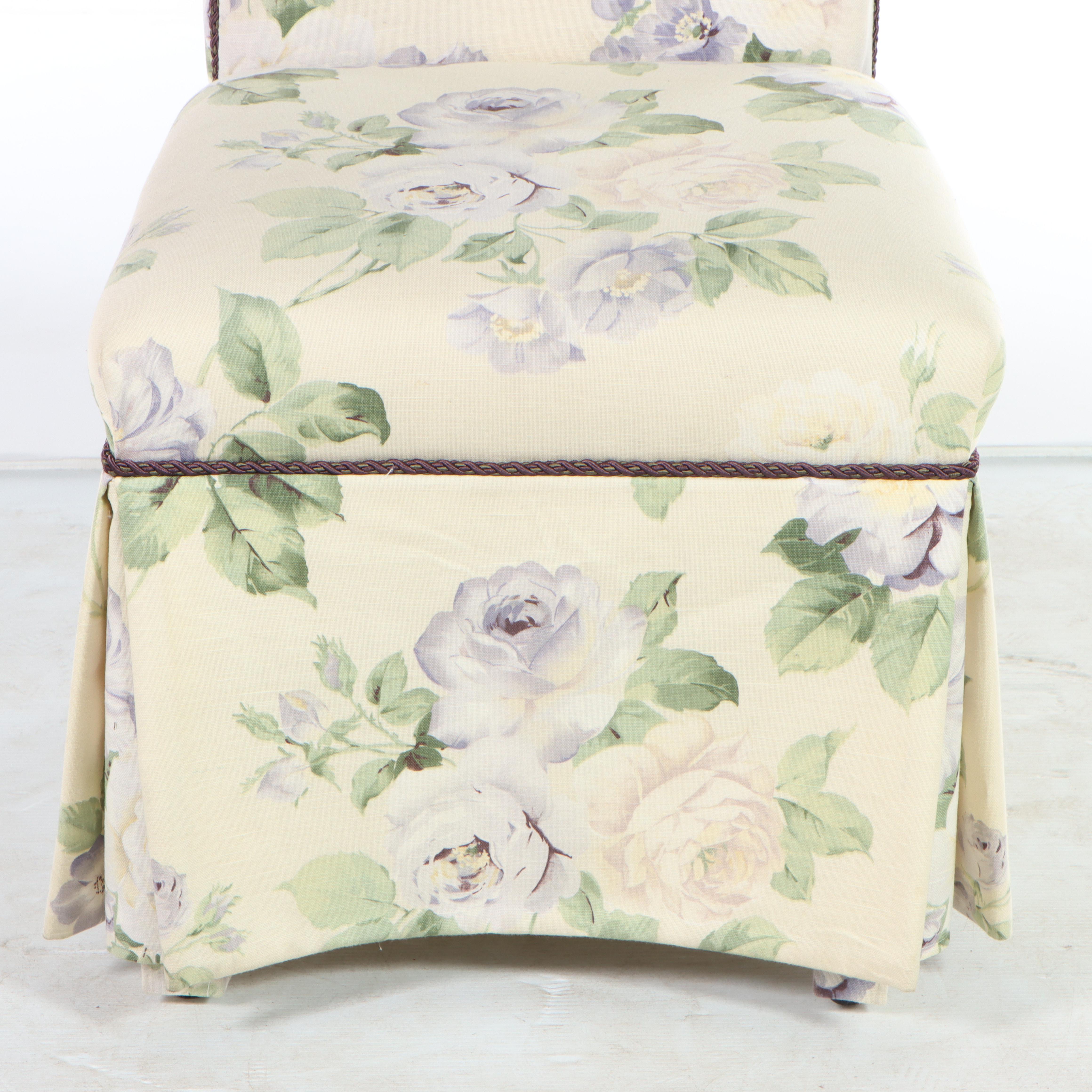 Custom-Upholstered Floral Slipper Chair
