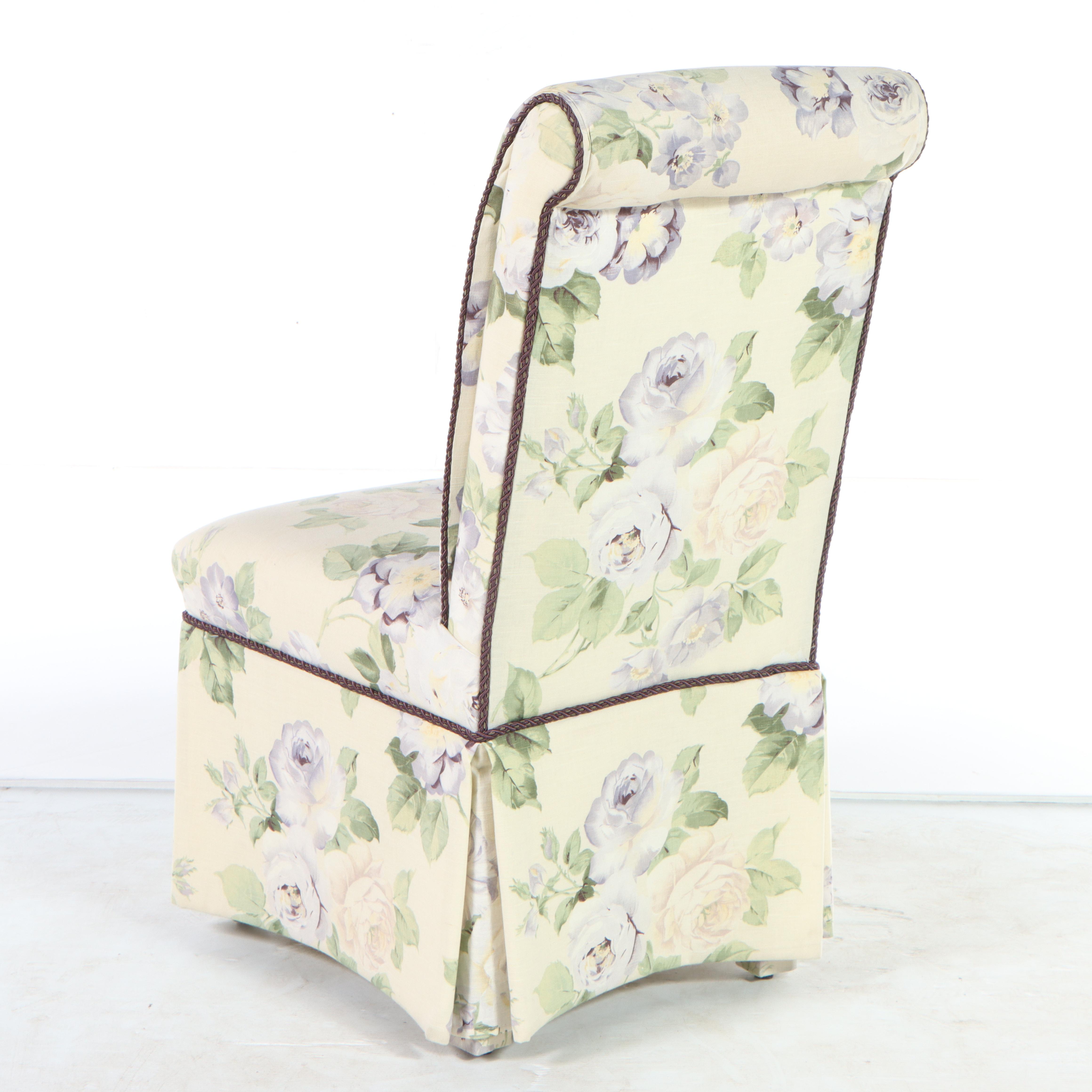 Custom-Upholstered Floral Slipper Chair