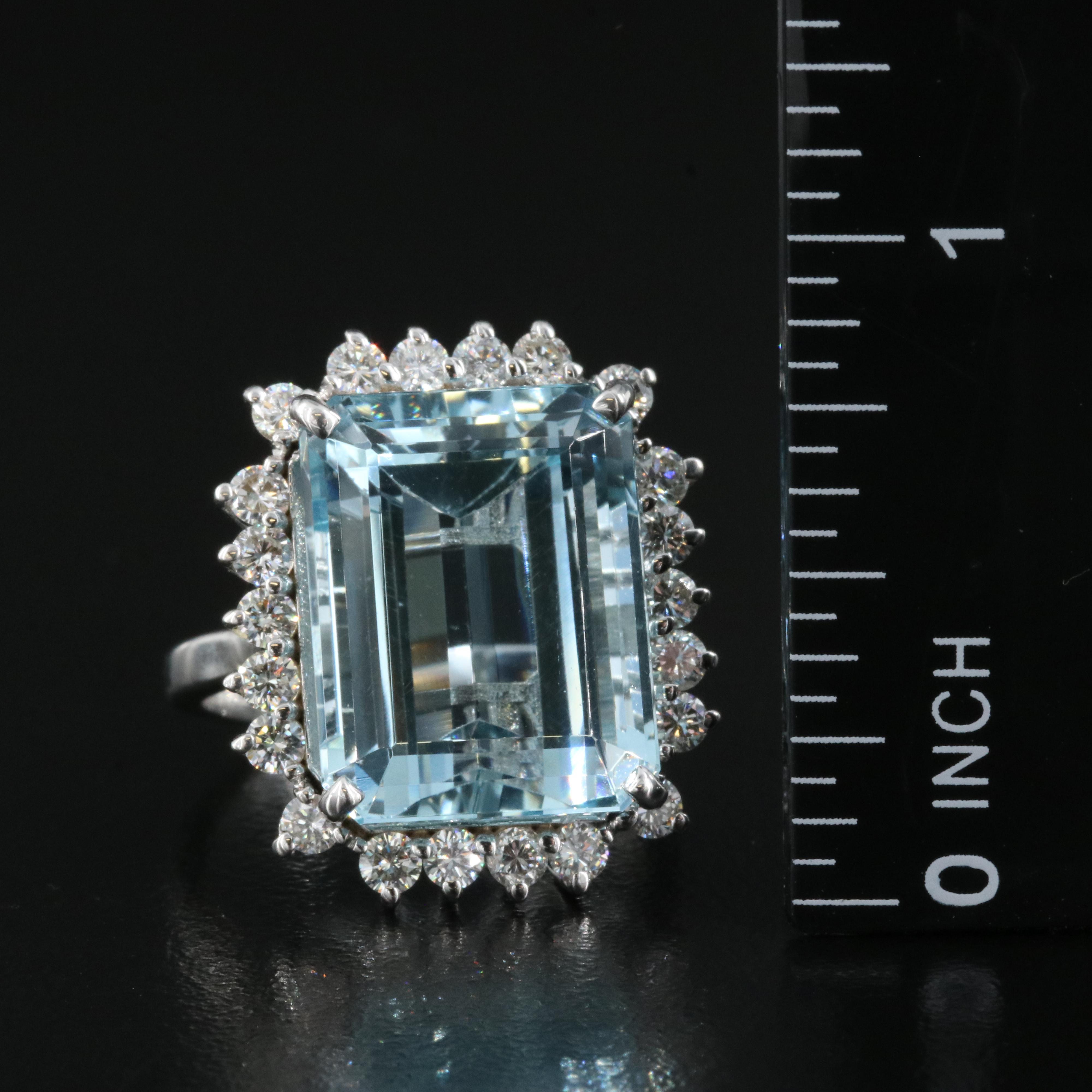18K 16.61 CT Aquamarine and Diamond Ring