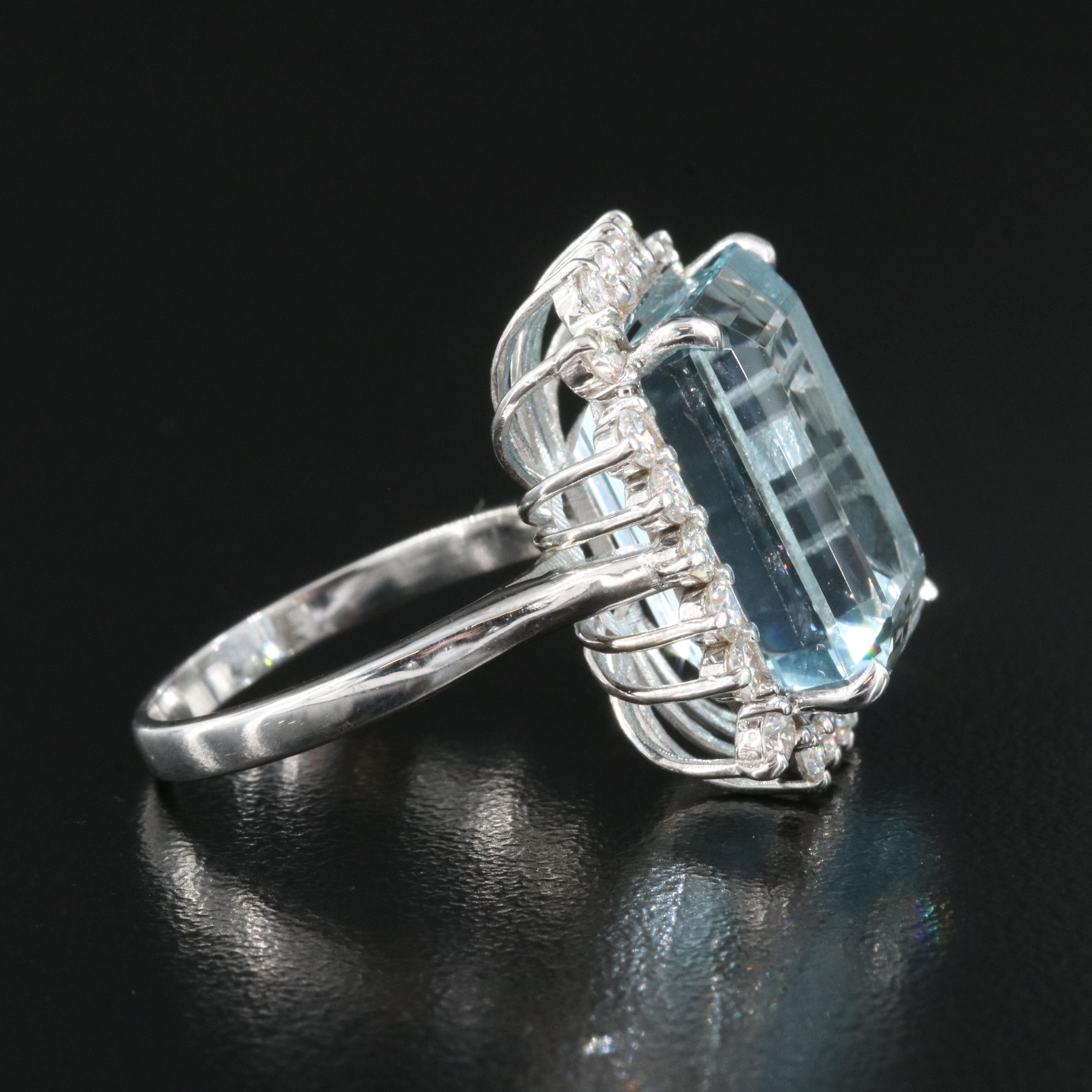 18K 16.61 CT Aquamarine and Diamond Ring