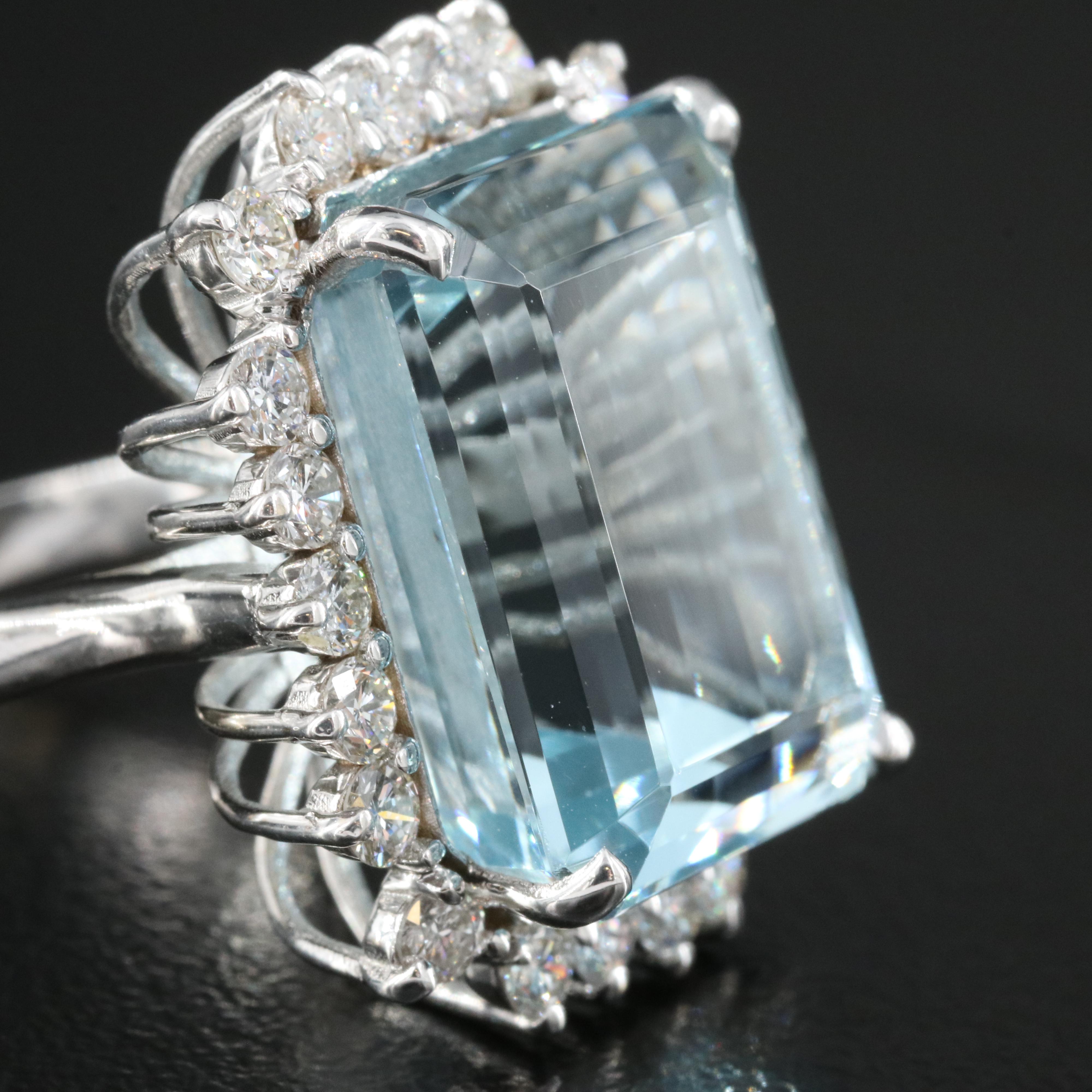 18K 16.61 CT Aquamarine and Diamond Ring
