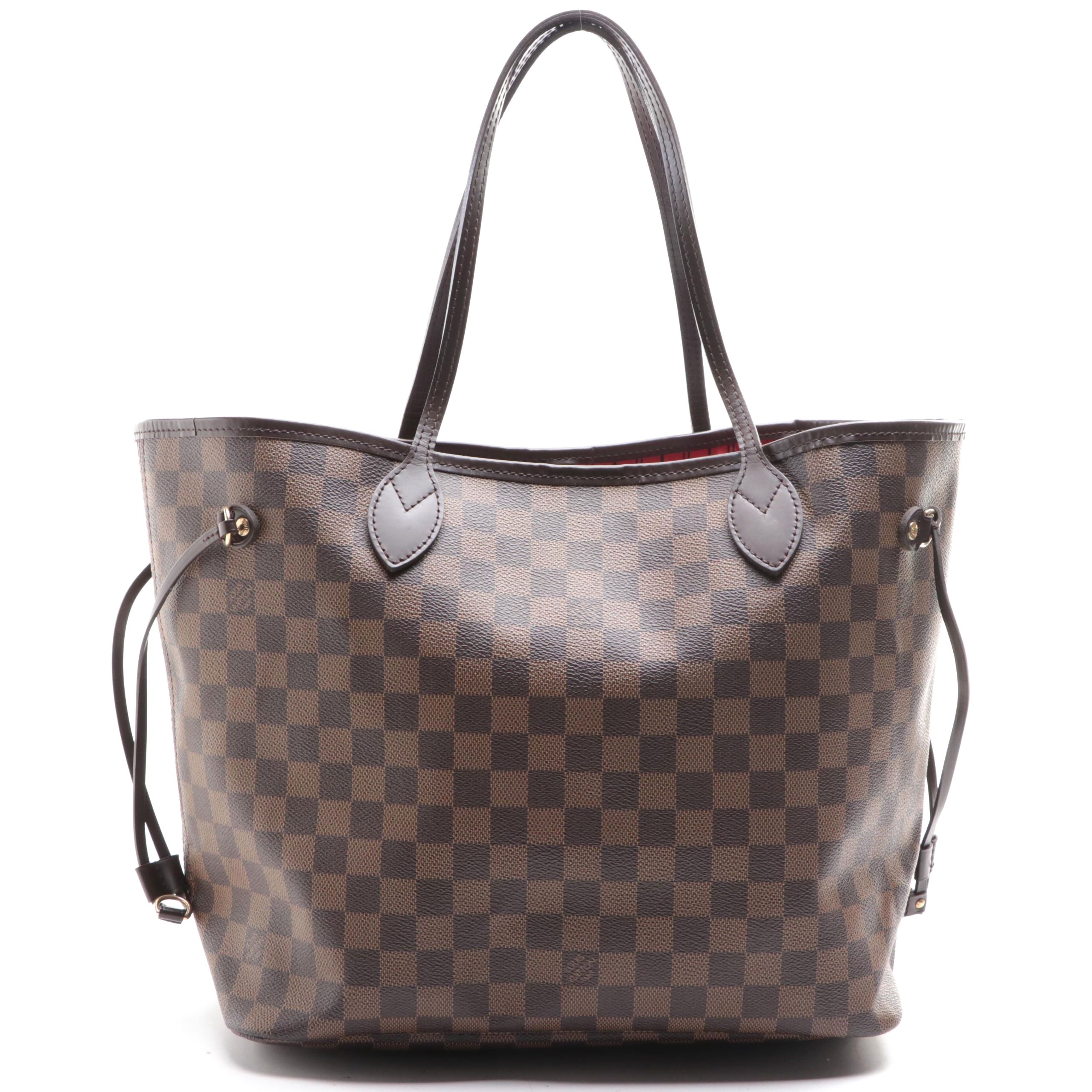 Louis Vuitton Neverfull MM in Damier Ebene Canvas and Dark Brown Leather