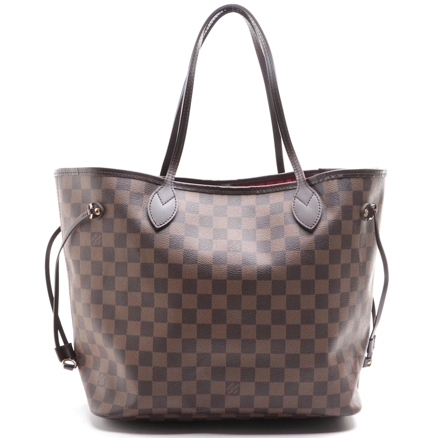 Louis Vuitton Neverfull MM in Damier Ebene Canvas and Dark Brown Leather