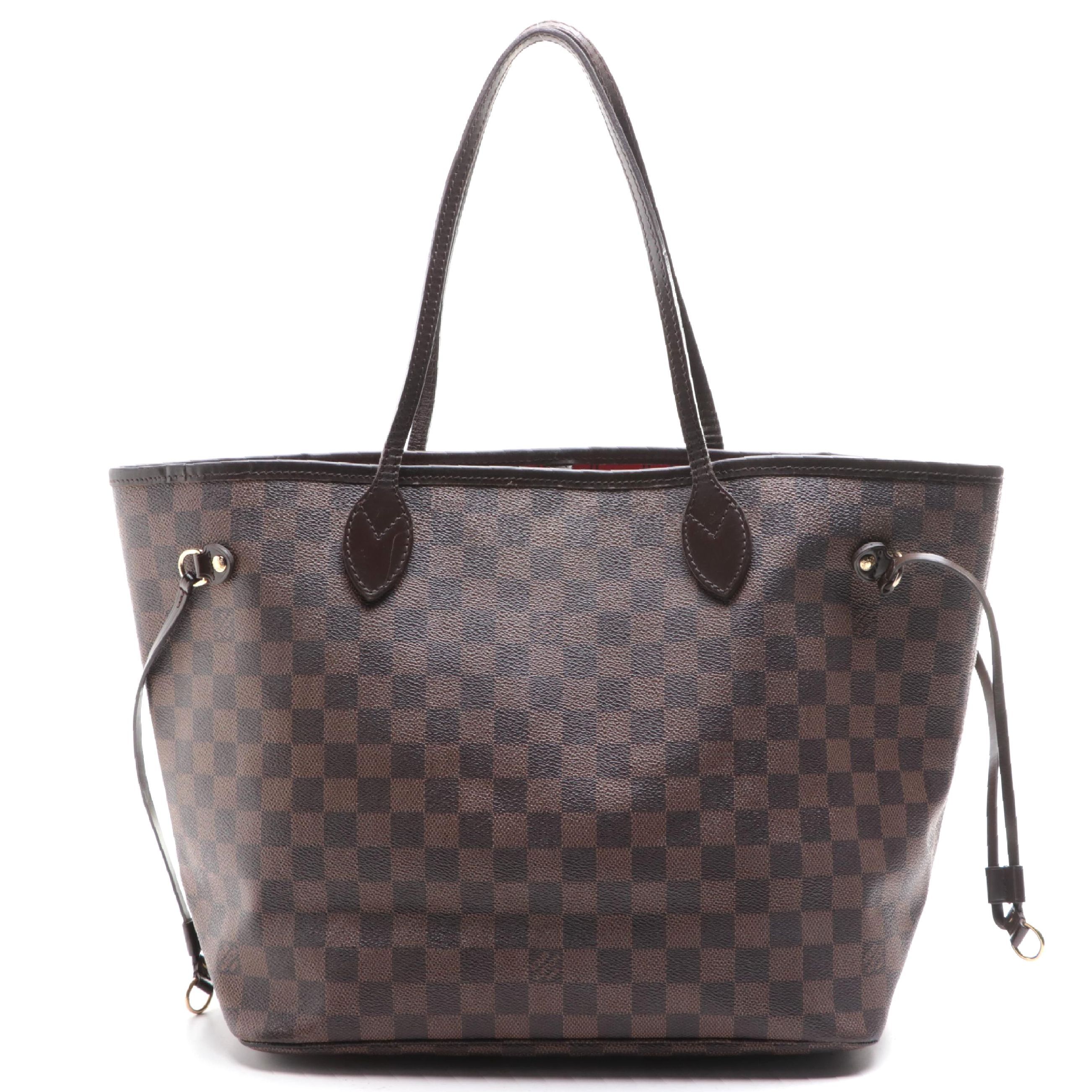 Louis Vuitton Neverfull MM in Damier Ebene Canvas and Dark Brown Leather