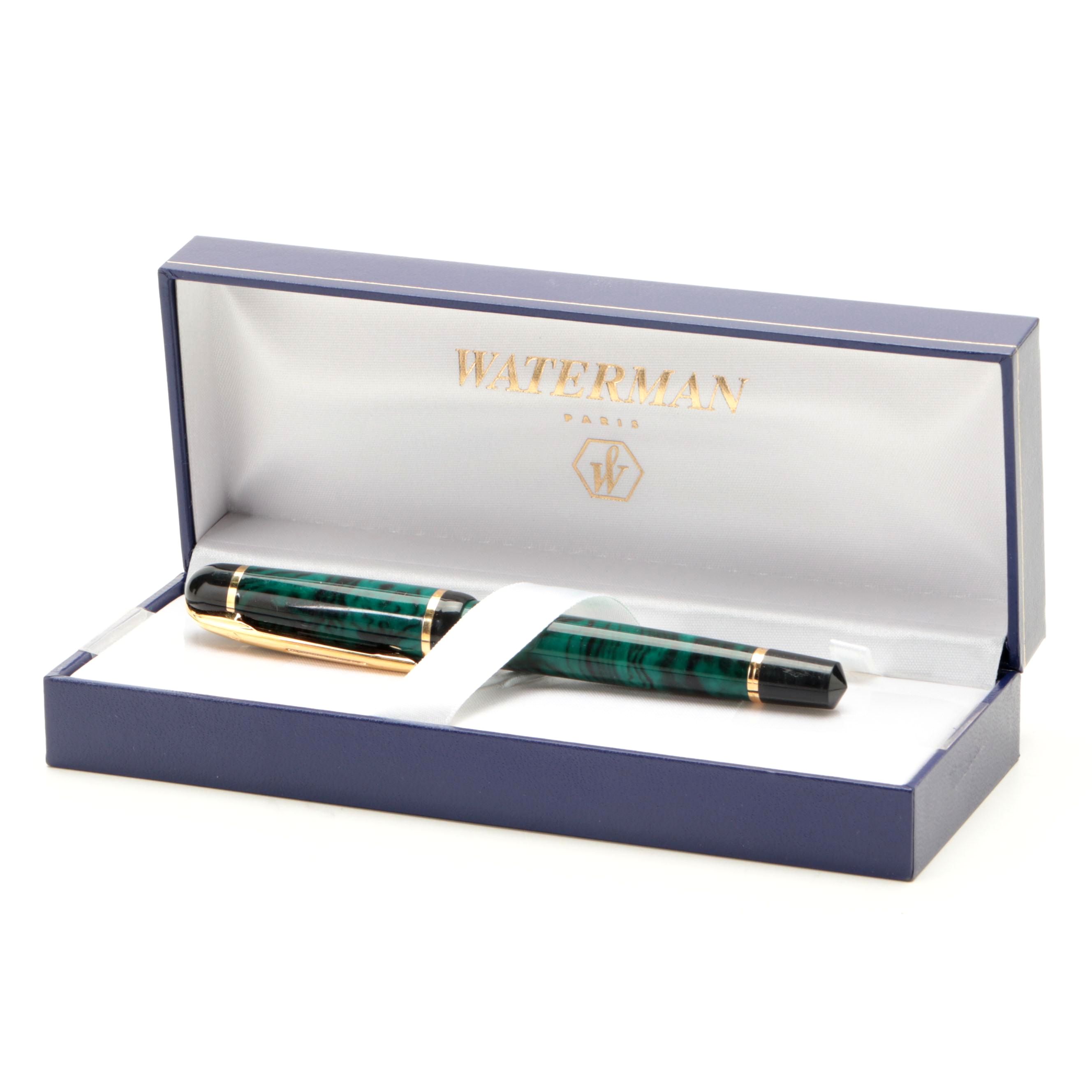 Waterman Green Marbled Resin Rollerball Pen