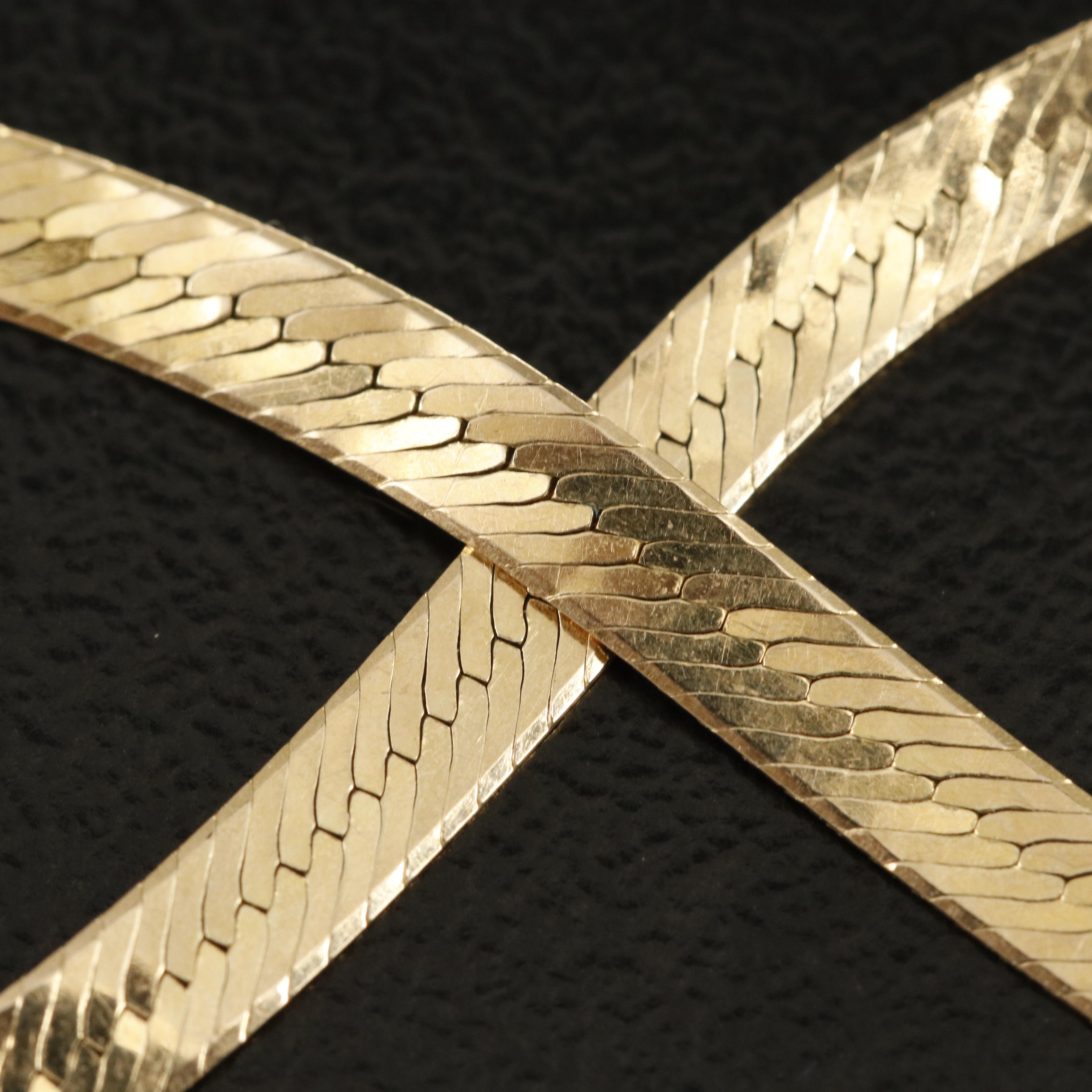 14K Herringbone Chain Bracelet