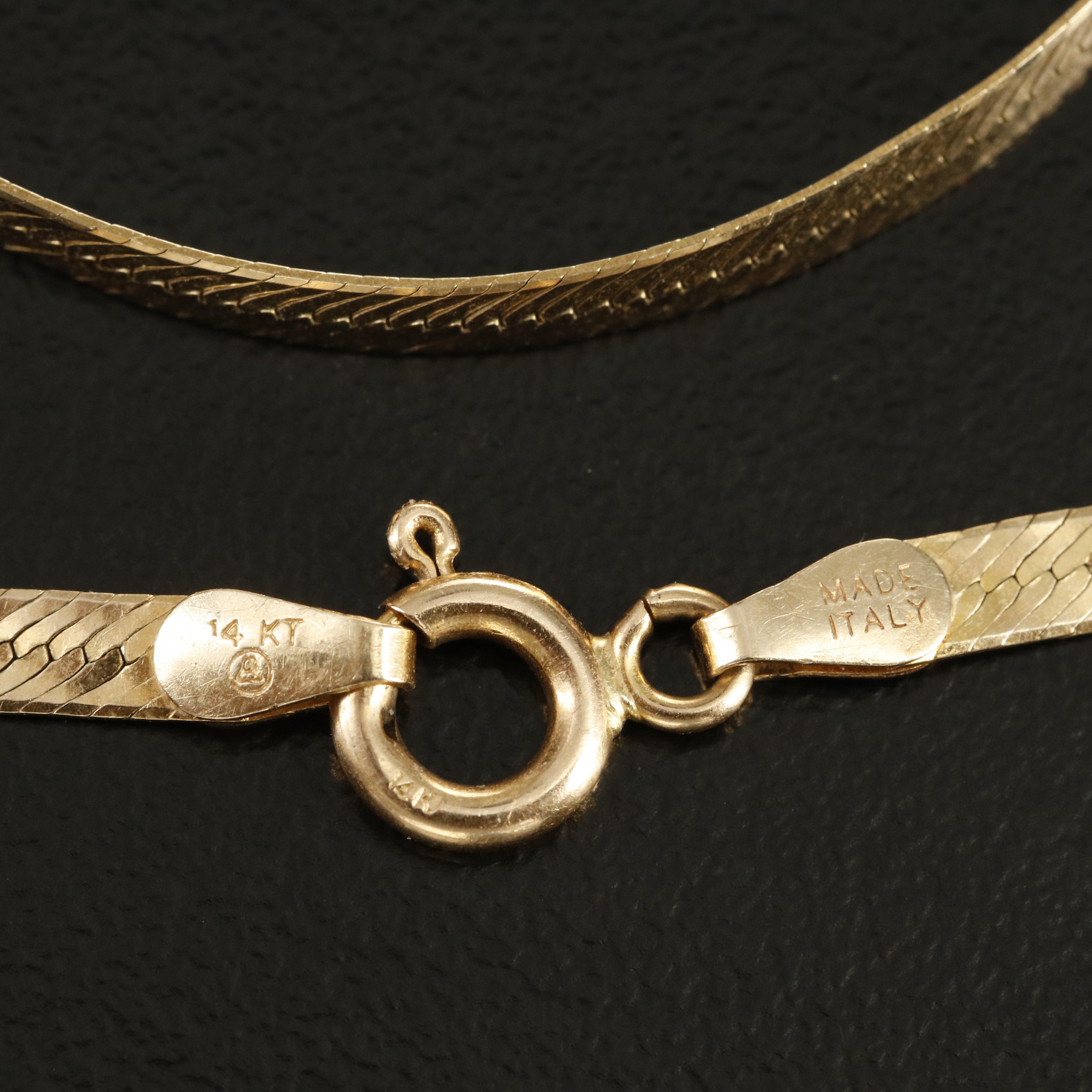 14K Herringbone Chain Bracelet