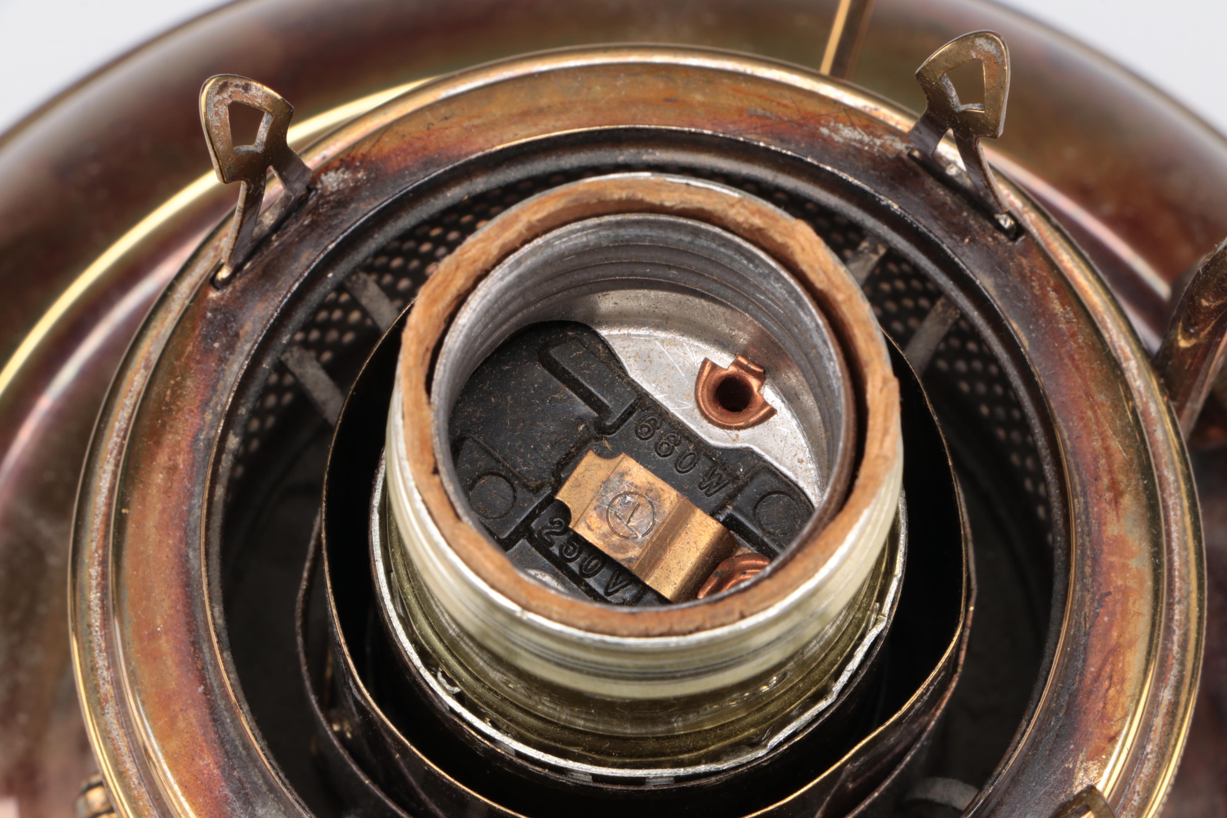 Juno Brass Kerosene Lamp with Milk Glass Shade, Adapted Mid to Late 20th Century