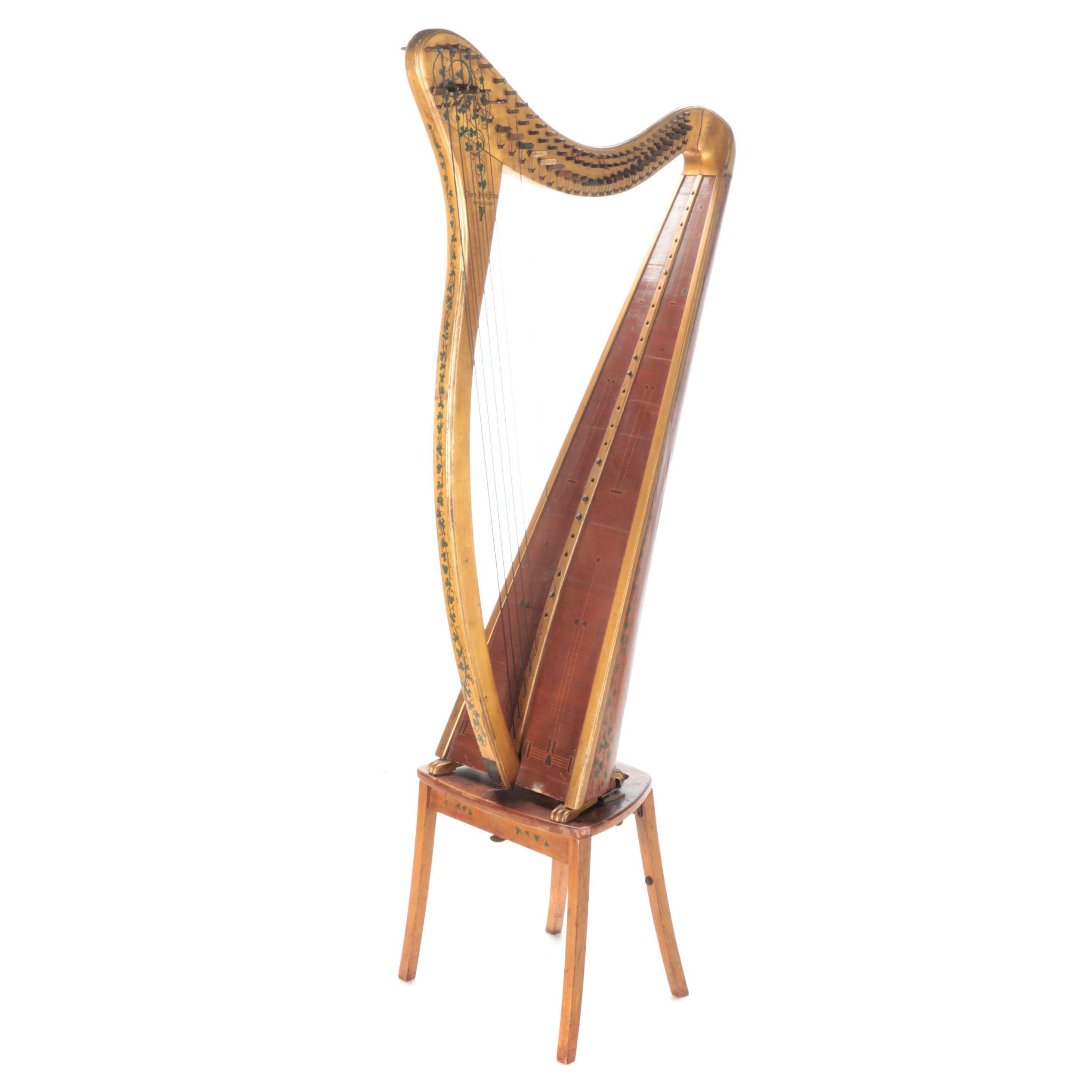 Clark Irish Harp With Stand, S/N 256, Circa 1912