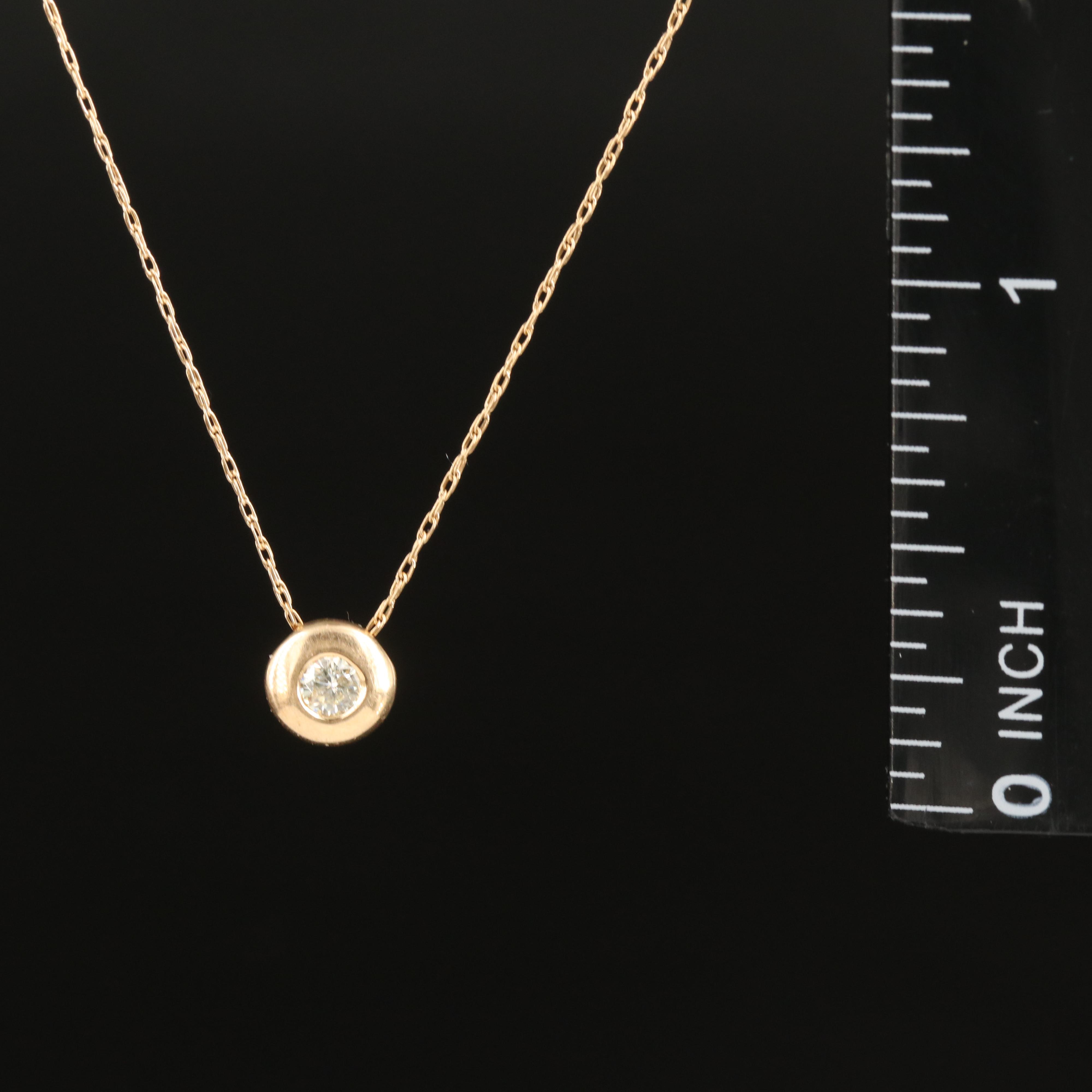 14K 0.12 CT Diamond Solitaire Pendant Necklace
