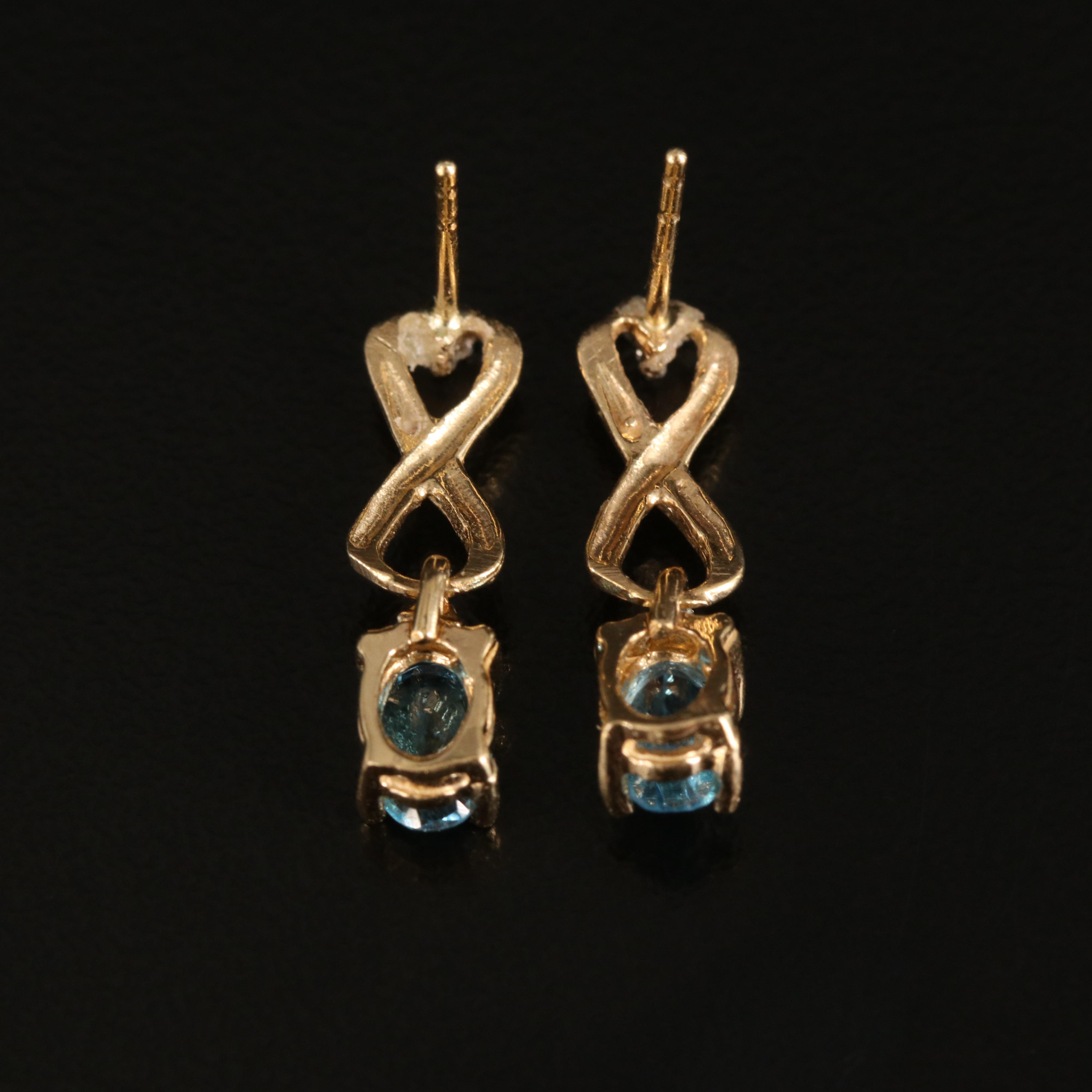 14K Sky Blue Topaz and Diamond Infinity Earrings