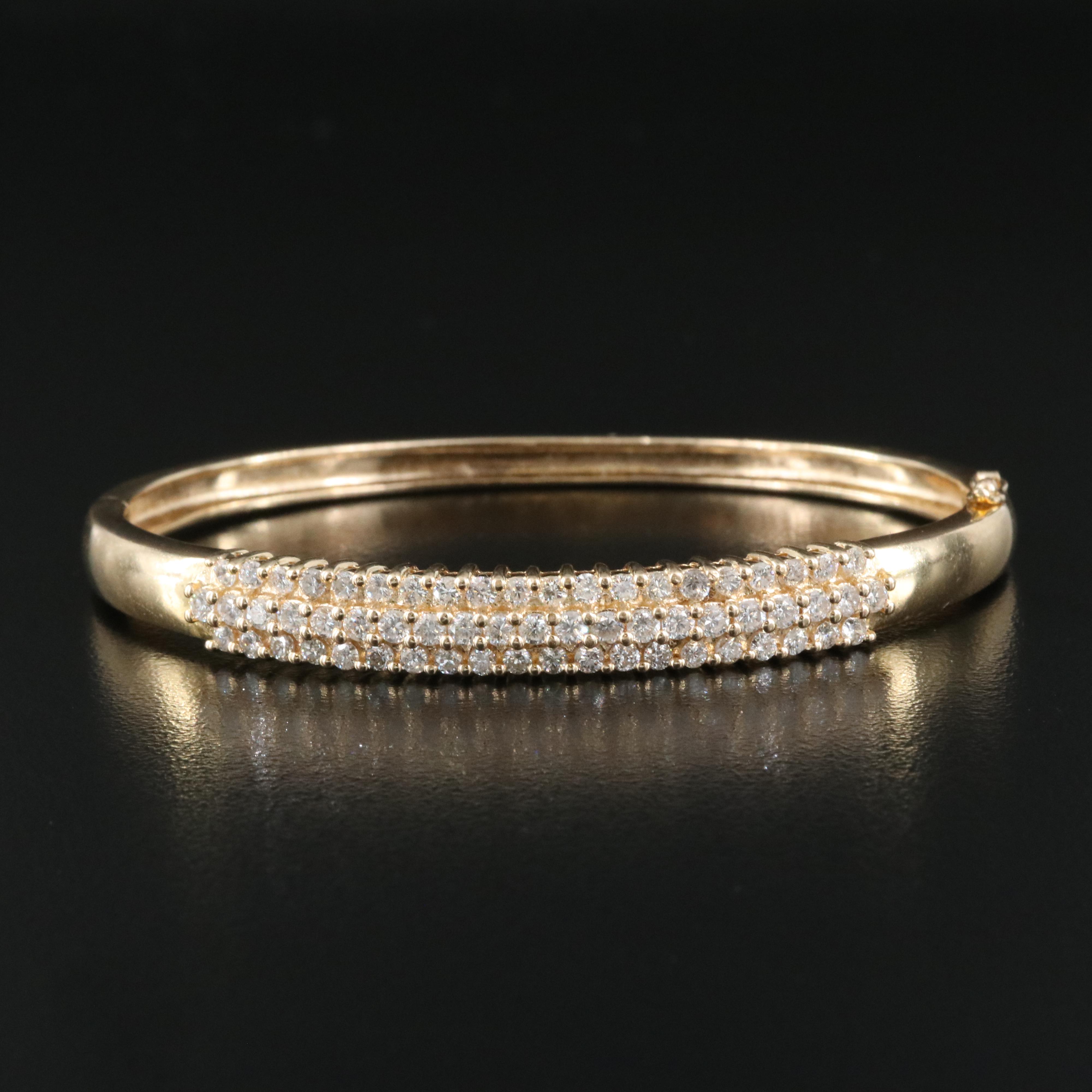 14K 2.00 CTW Diamond Hinged Bangle
