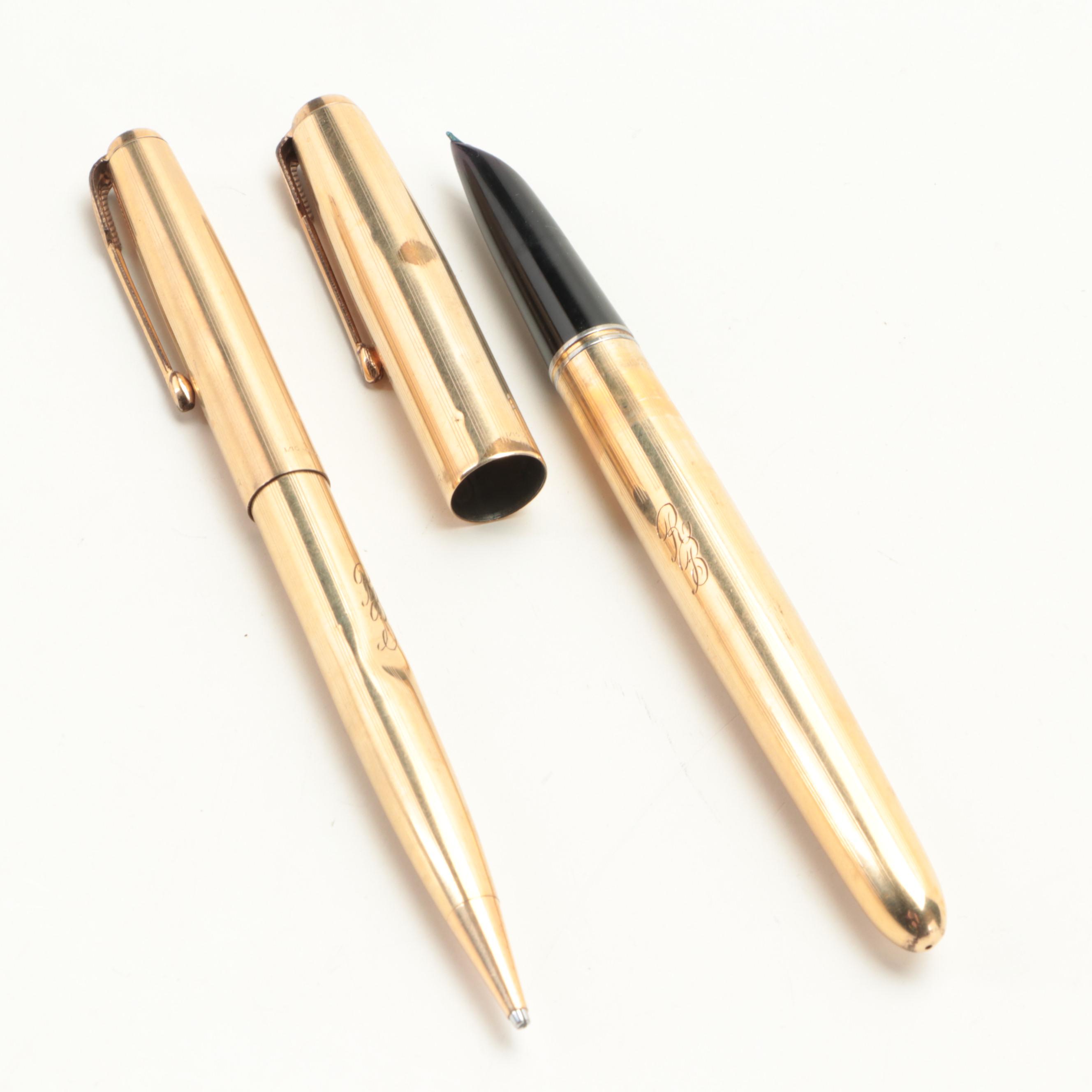 Parker "Insignia" Brushed Stainless Steel with Gold-Filled Pen and Pencil Sets