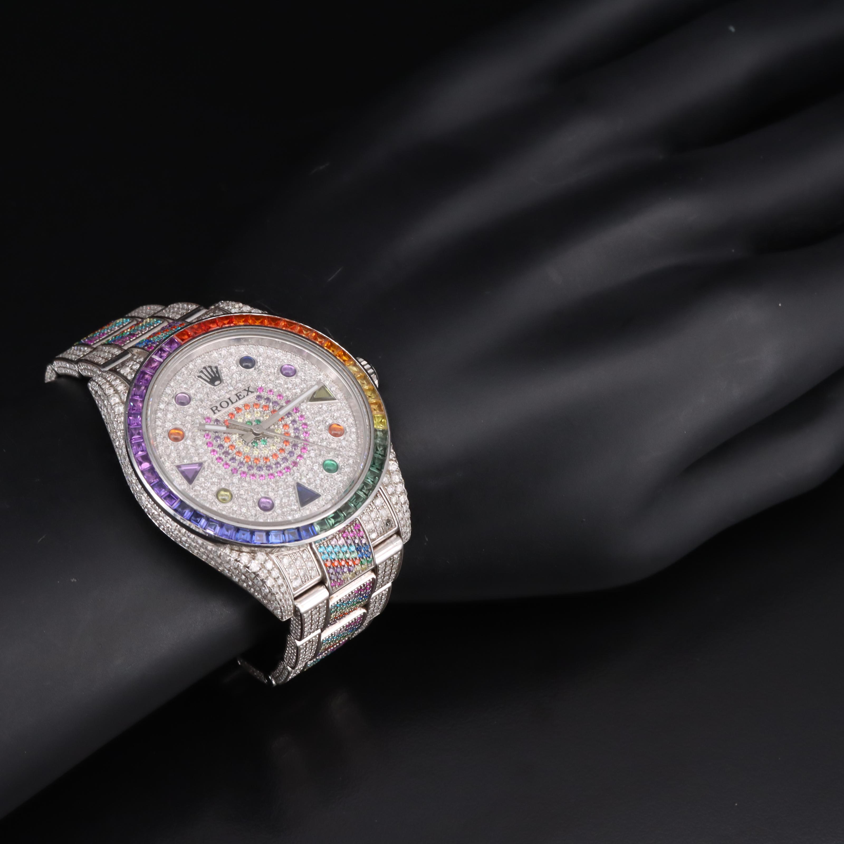 7.56 CTW Diamond Rolex Oyster Perpetual Watch with Gemstone Accents